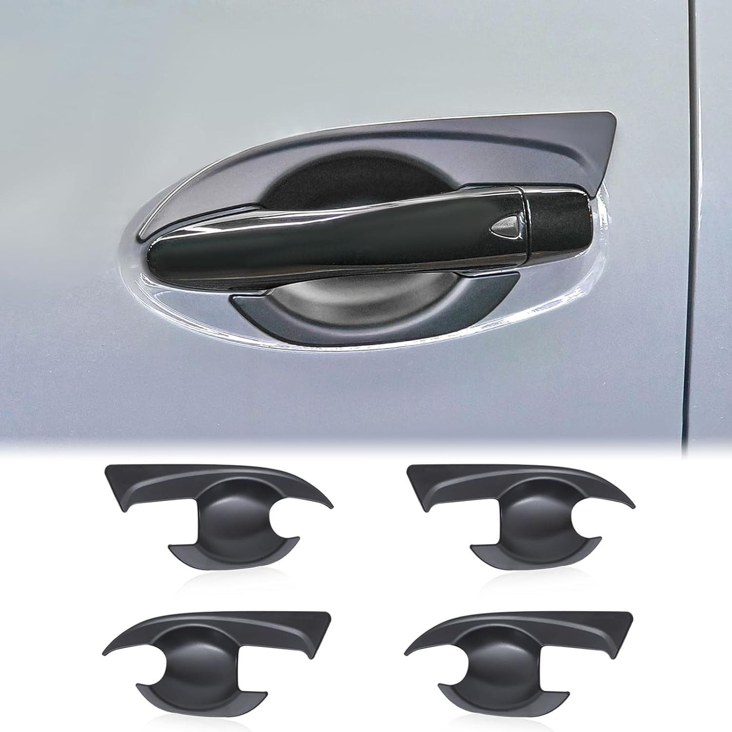 Door Handle Bowl Insert Cover for Nissan Navara NP300 D23 Accessories 2015-2025, Car Door Handle Scratch Protector Guard Cup Trim Exterior Accessories, Matte Black 4PCS image number 1