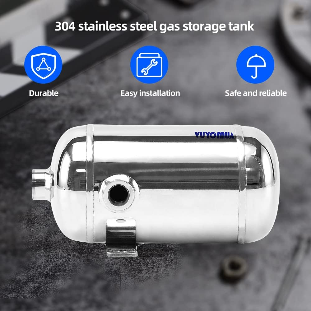304 Stainless Steel High Pressure Mini Small Portable Air Tank Air Reservoir Water Storage Tank (0.5L-SG)