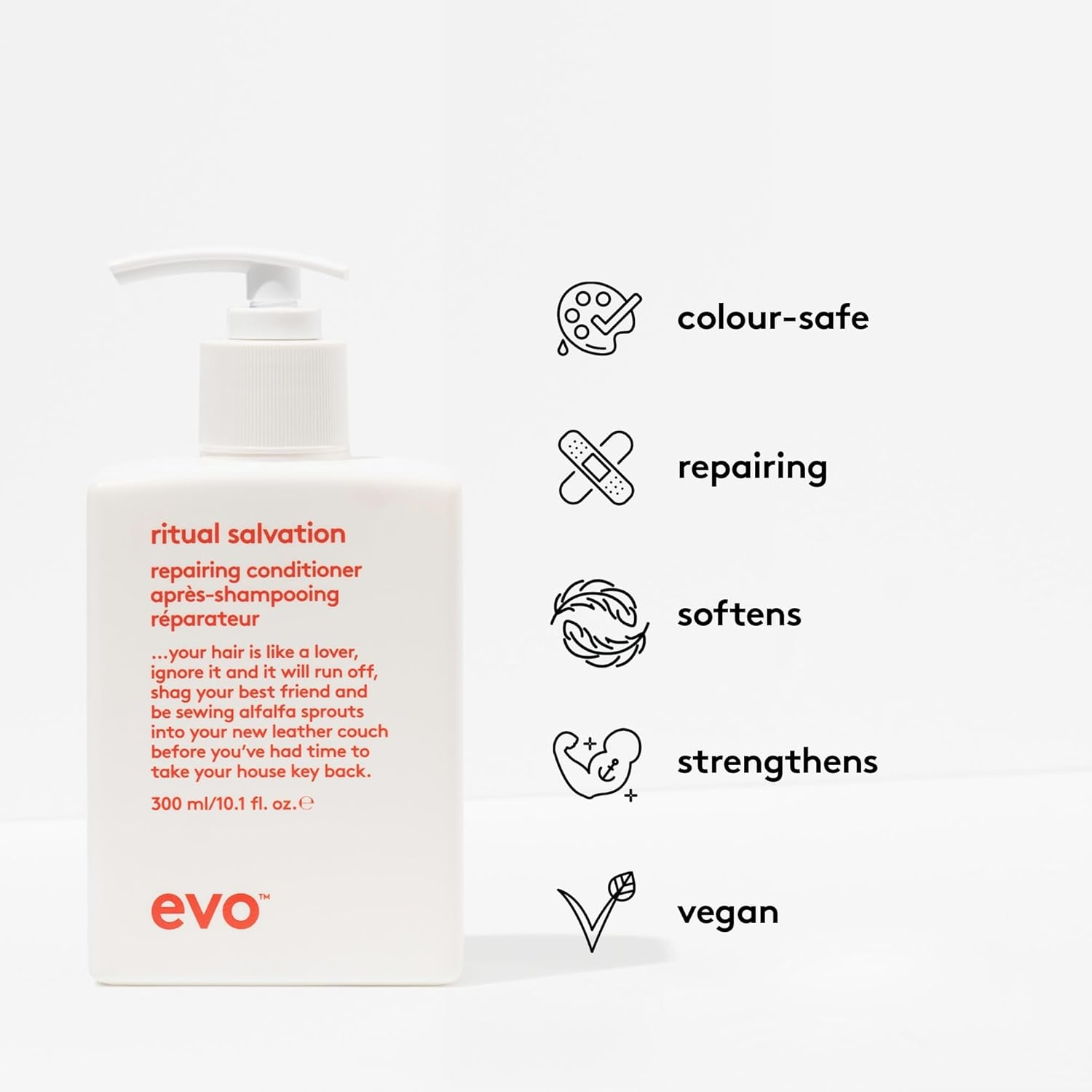 Evo Ritual Salvation Repairing Hair Conditioner - Protein Treatment for Damaged & Brittle Hair, Helps Reduce Breakage & Protects Colour - 300Ml image number 2