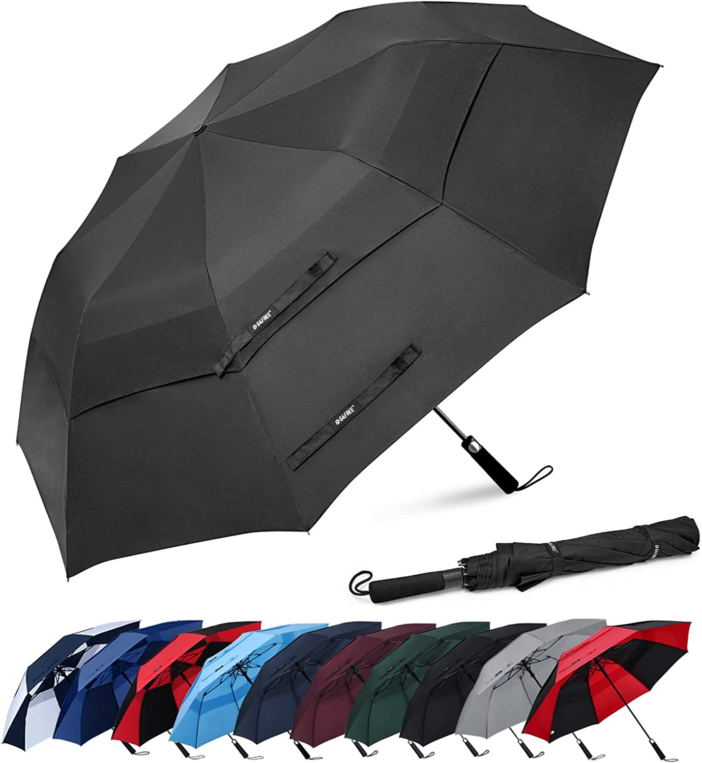 G4Free 62Inch Portable Golf Umbrella Automatic Open Large Oversize Vented Double Canopy Windproof Waterproof Sport Umbrellas(Blue/Navy)