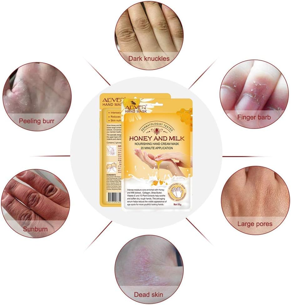 Hand Mask, 5 Pairs Hand Moisturizing Gloves Repairing Hand Mask for Extra Dry Skin Spa Masks, Exfoliating Hand Peeling Mask, Repair Rough Skin for Men & Women (C)
