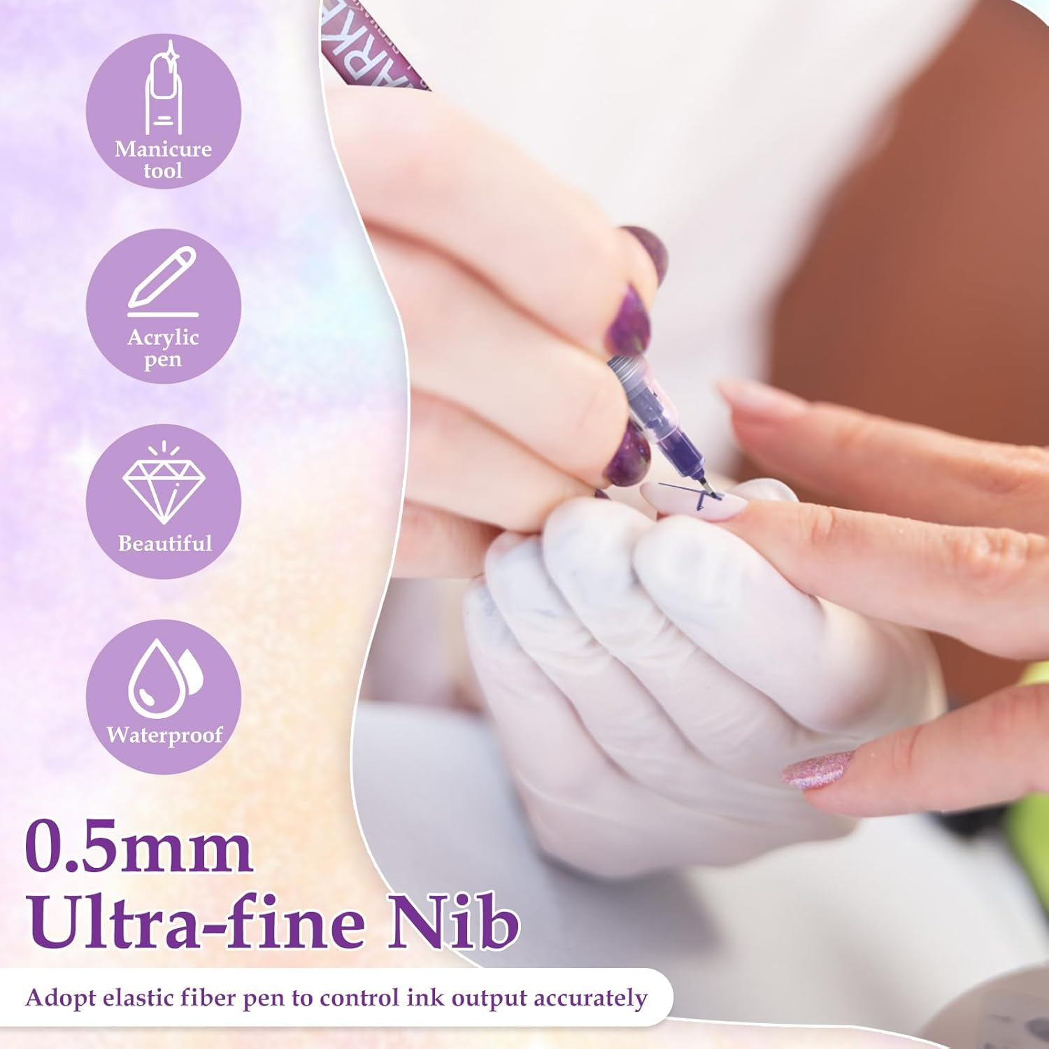 XXLAUBBD 12-Color 0.5Mm Fine Tip Nail Art Pen Set - Quick Dry Acrylic Paint Marker for Home & Salon Nail Decoration