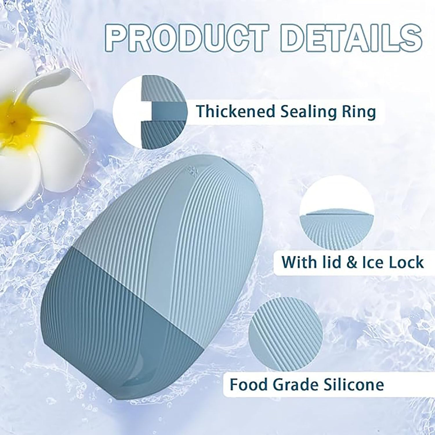 EOMECUIGAO Ice Cube Roller Massager for Face Silicone Ice Roller Massage Lift Firm & Brighten Face(Blue) image number 6