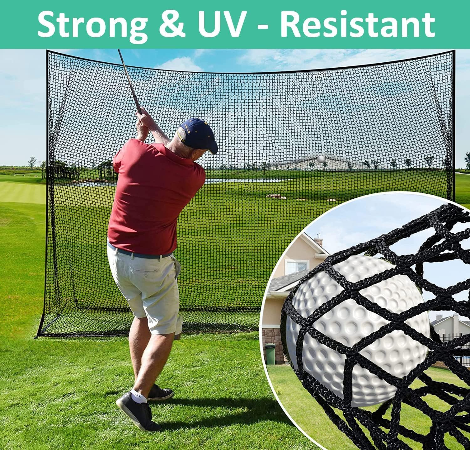 Golf Net - Sports Practice Barrier Net &ndash; Golf Hitting Net - Heavy Duty Nylon Golf Sports Netting Barrier Nets 10X10Ft/10X15Ft/10X20Ft - Golf Accessories image number 5