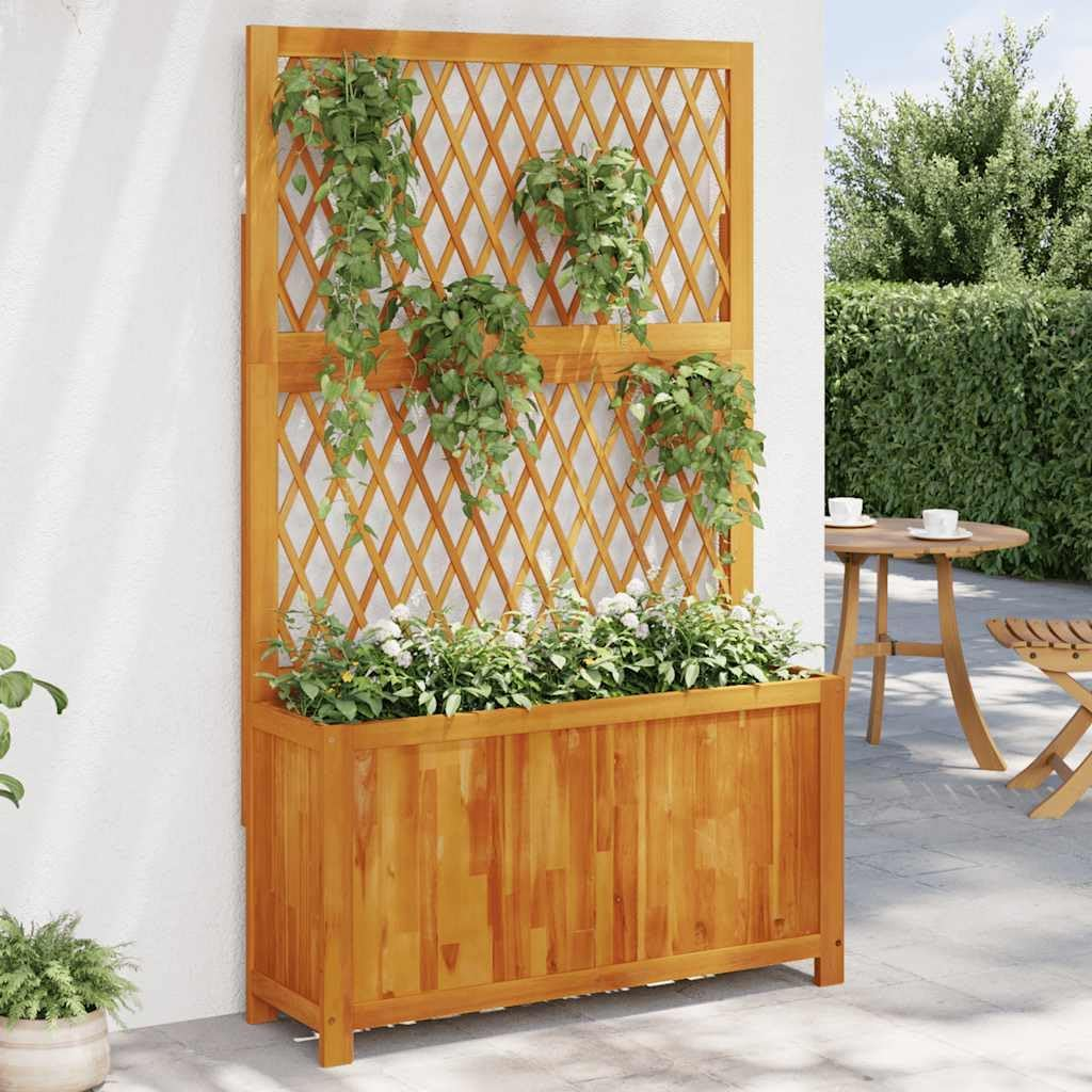 Vidaxl Planter with Trellis - Acacia Wood, Raised Bed Flower Box for Climbing Plants, Rectangular - 100 X 32 X 165 Cm image number 5