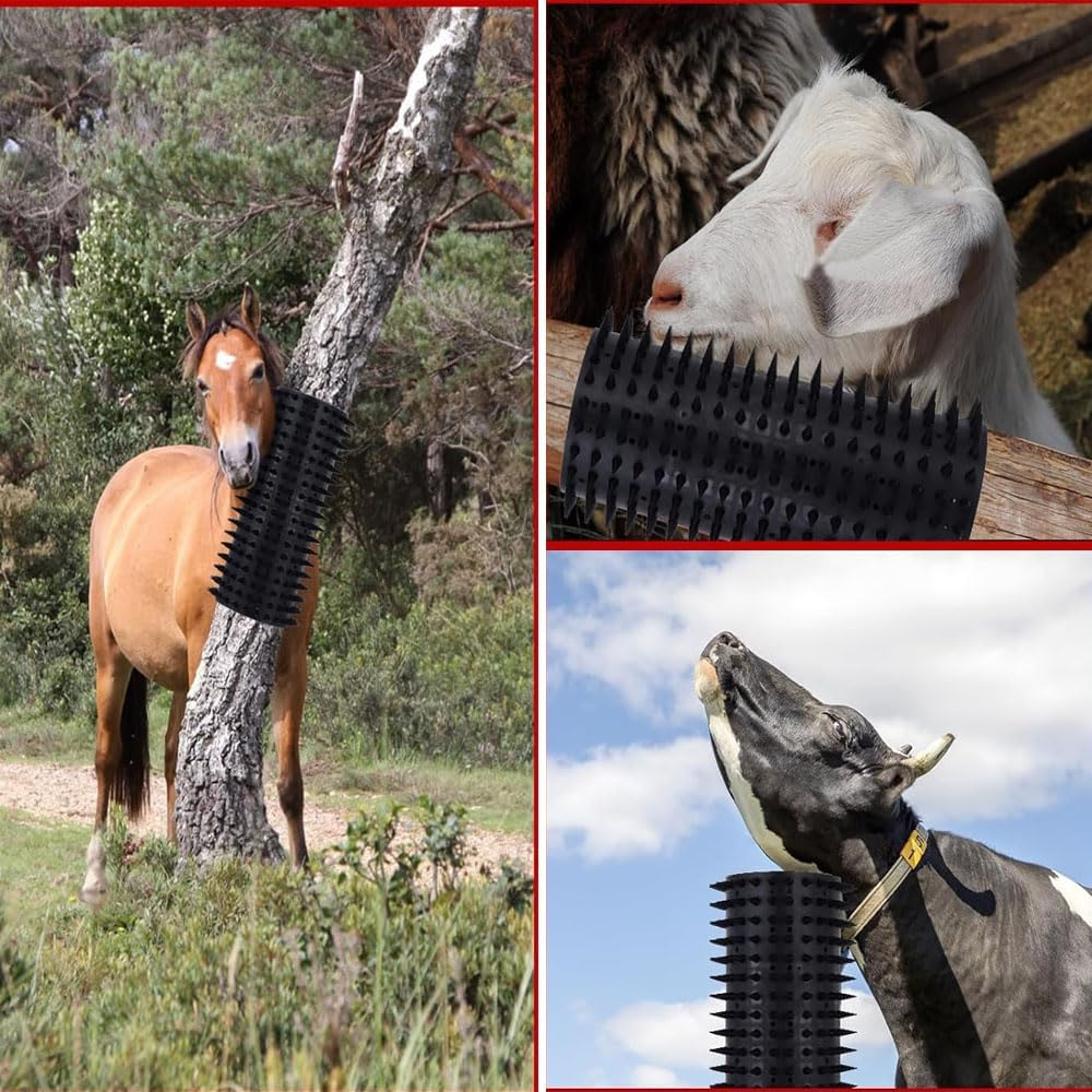 Upgrade Equine and Bovine Massage Brush Kit Horse Scratching Post, Scratching Itch Relief Pad for Small Farm Animal Goat Sheep Cow Dog Soft Touch Scratcher, Scratching Post for Itch Relief image number 4