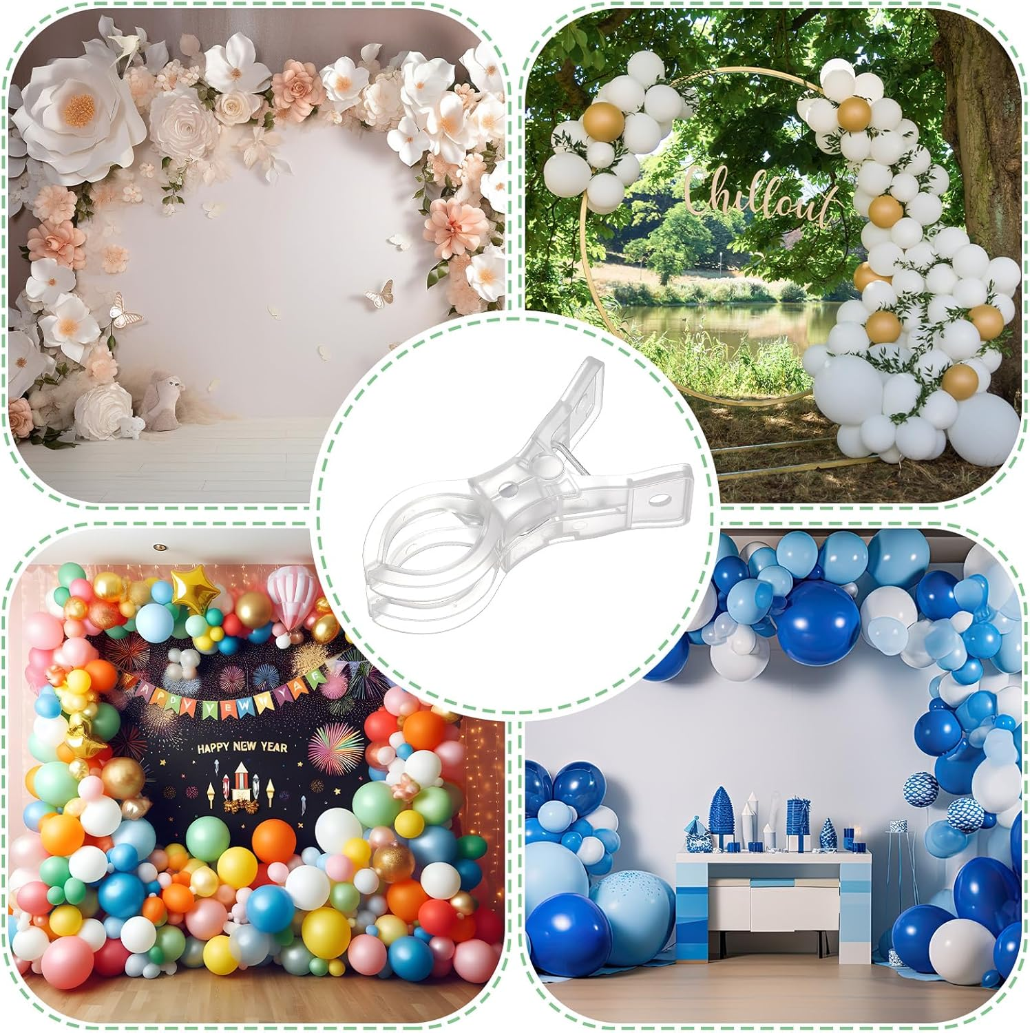 Lemonroad 10 Pack Large Balloon Arch Clips Plastic Transparent Spring Clamps 3.5 Inch Heavy Duty Clip for Balloon Arch Kit Birthday Decoration Crafts Backdrop Woodworking Photography Studios image number 2