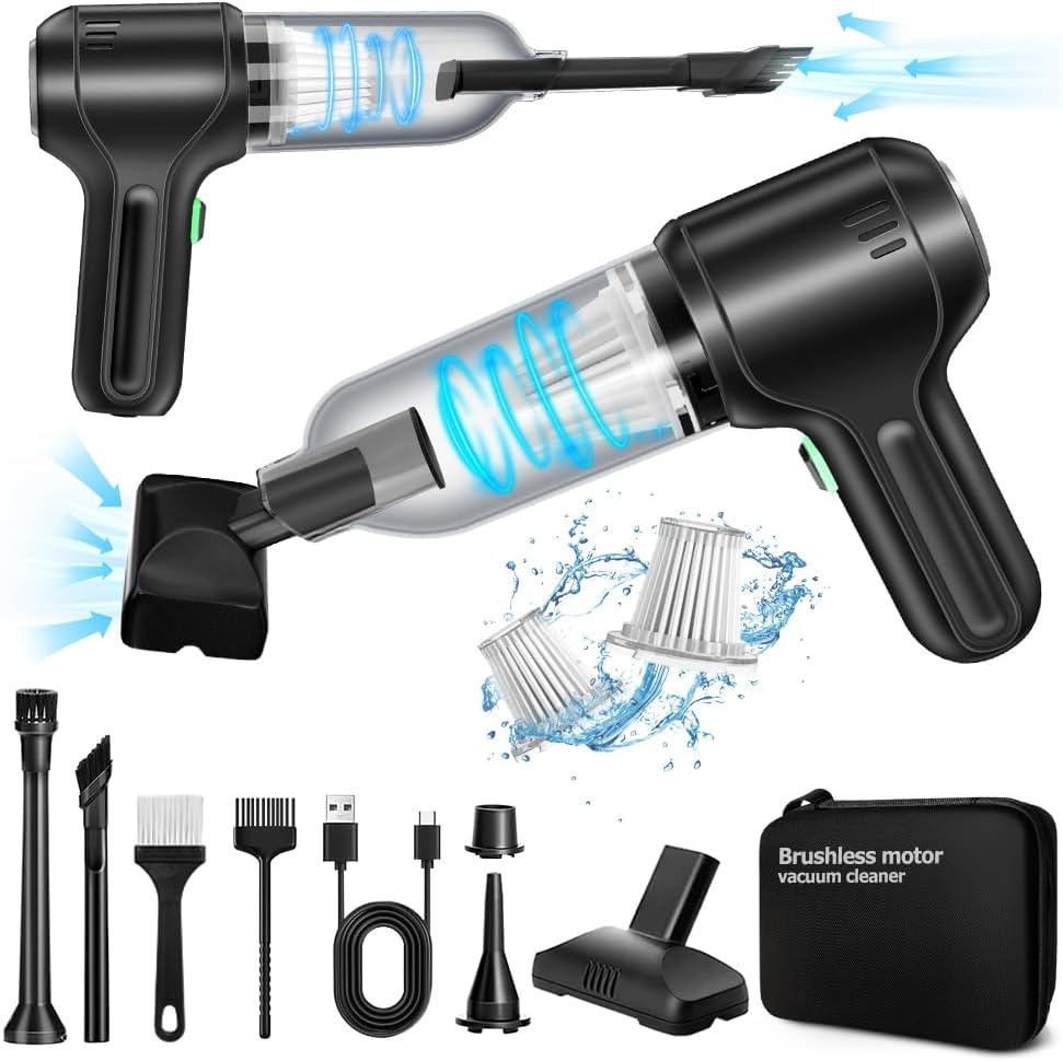 Ekbas Car Vacuum High Power Scution 18000PA 3 in 1 Blower Brushless Motor Wireless Handheld Vacuum Cleaner,120W Lightweight Cordless Mini Vacuum Portable Vacuum for Car Pet Hair Men Women Home Office image number 2