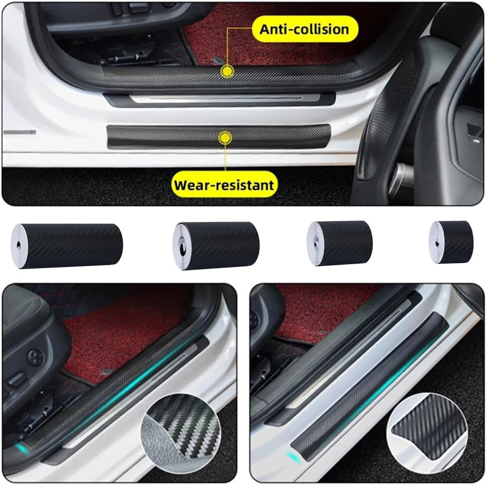 4 Rolls Carbon Fiber Vinyl Wrap Tape with Scraper Tool for Car Detailing and Sticker Application image number 4