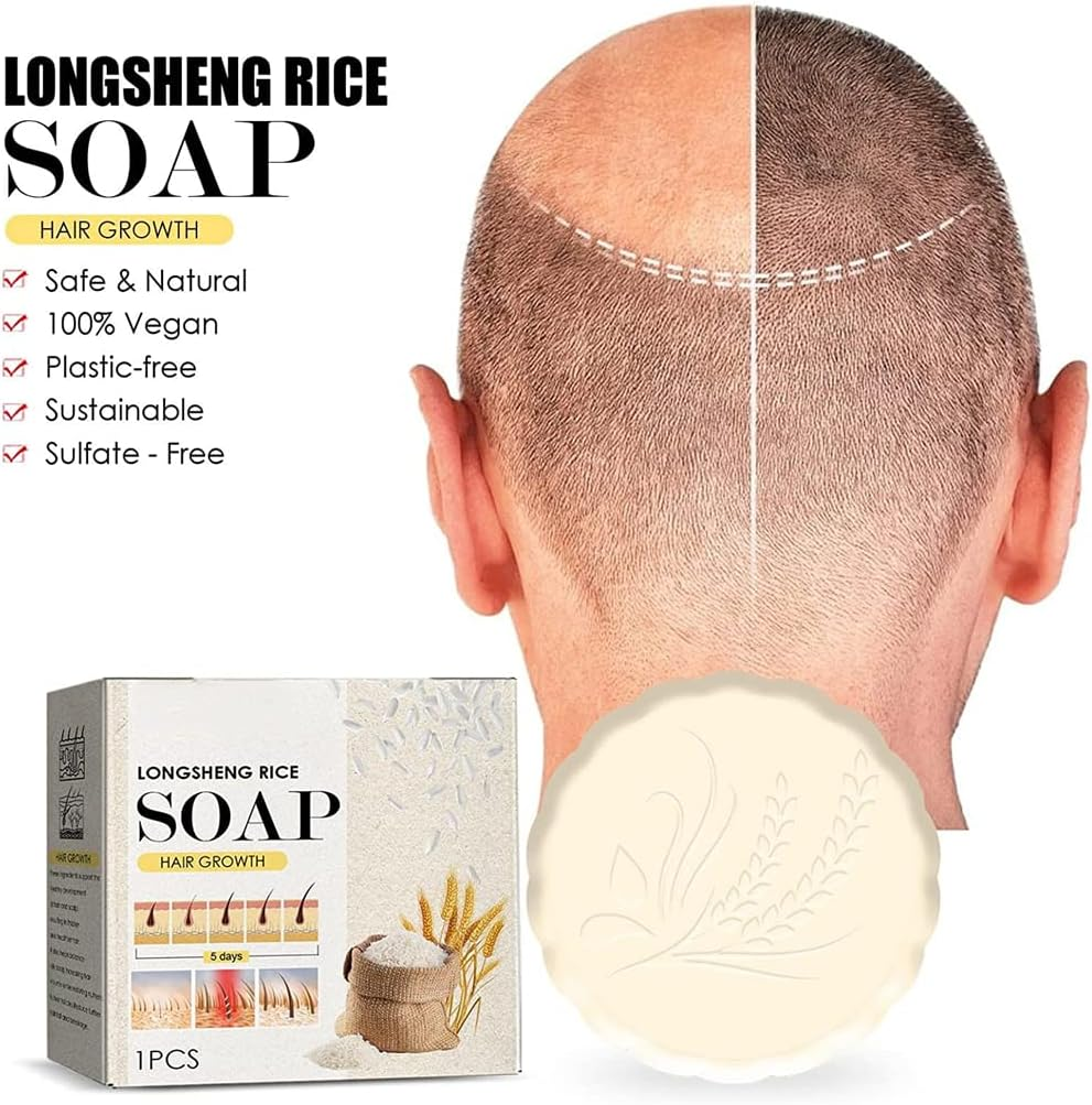 Shampoo Bar,Anti Hair Loss Rice Shampoo Soap,2 in 1 Fermented Rice Water for Hair Growth Solid Shampoo Bar,Nourish Dry Damaged Hair Repair (1Pcs) image number 2