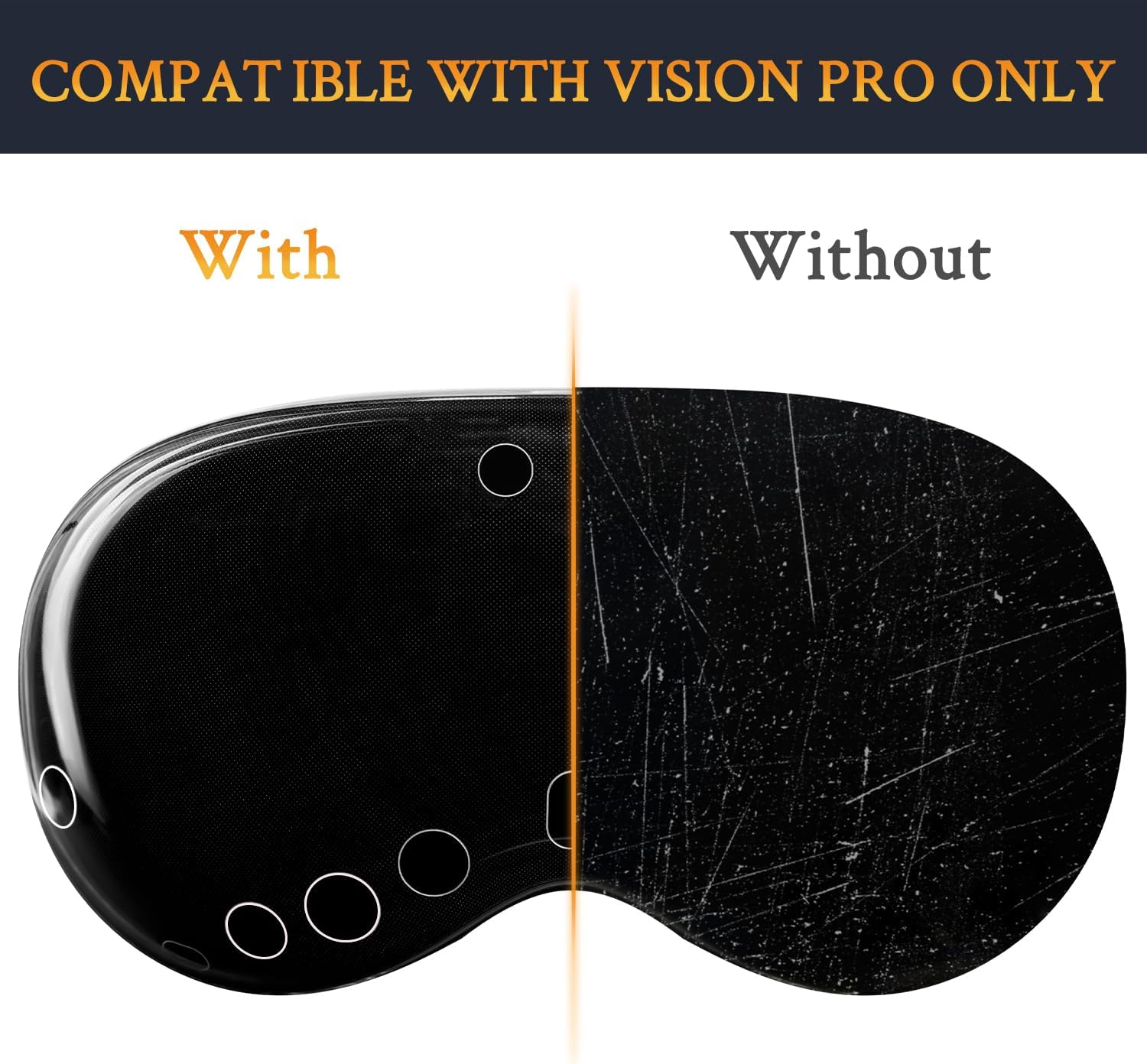 SOULWIT V2 TPU Protective Case Cover for Apple Vision Pro VR Headset, Durable & Slim Fit Screen Protector Accessory, without Affecting Tracking Scans (Clear)