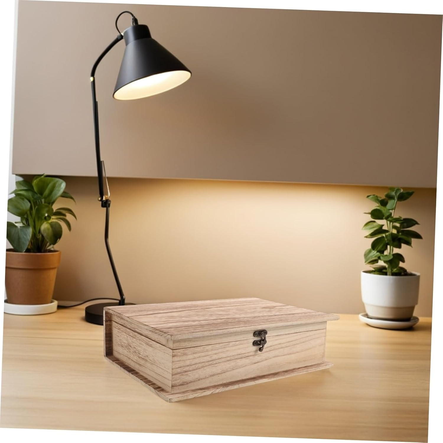 2Pcs Wooden Bible Storage Box Lid for Jewelry Keepsake Cards Classic Decor Natural Wood Finish Secure Lock Versatile Use Book Shape Design image number 5