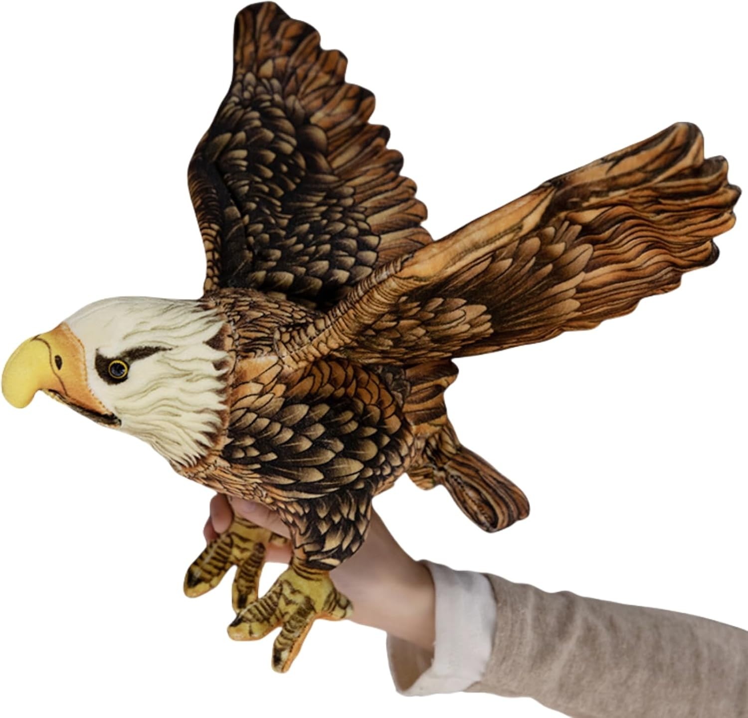 POPOTATO Realistic Eagle Plush - 11.8'' Eagle with Spread Wings Stuffed Animal - Plushy and Squishy Pillow Toy - Cute Bald Eagle Plushie Toys for Boys and Girls image number 6