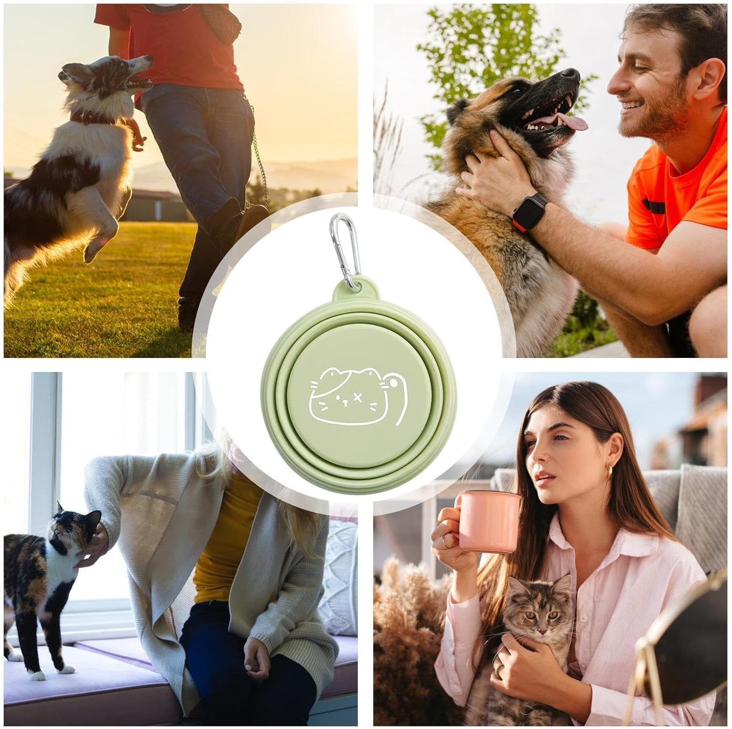 Dog Foldable Bowl,Pet Travel Bowls Portable for Dogs - Watering Feeding Dish Small Medium Large Pets Drinking Cup for Camping, Outing, Travelling image number 4