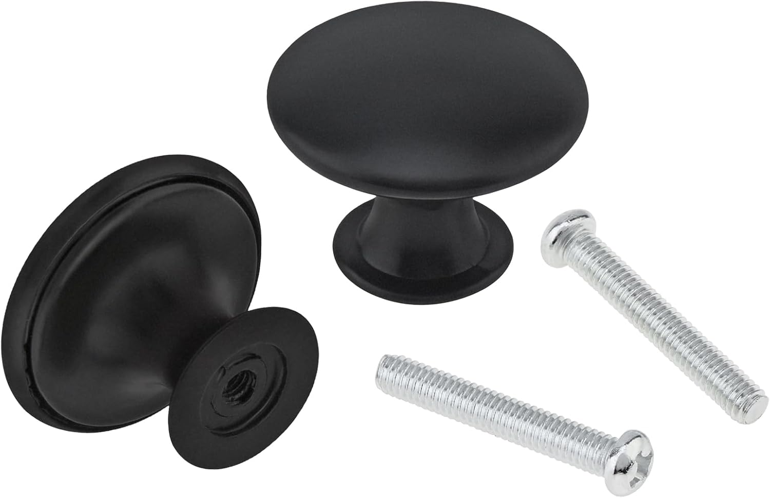 HOJLKLD 12 Pack Matte Black Cabinet Knob 1-1/6 Inch round Cabinet Hardware Knobs for Bedroom Dresser Drawer, Kitchen Cupboard Door and Bathroom Drawer Hardware image number 6