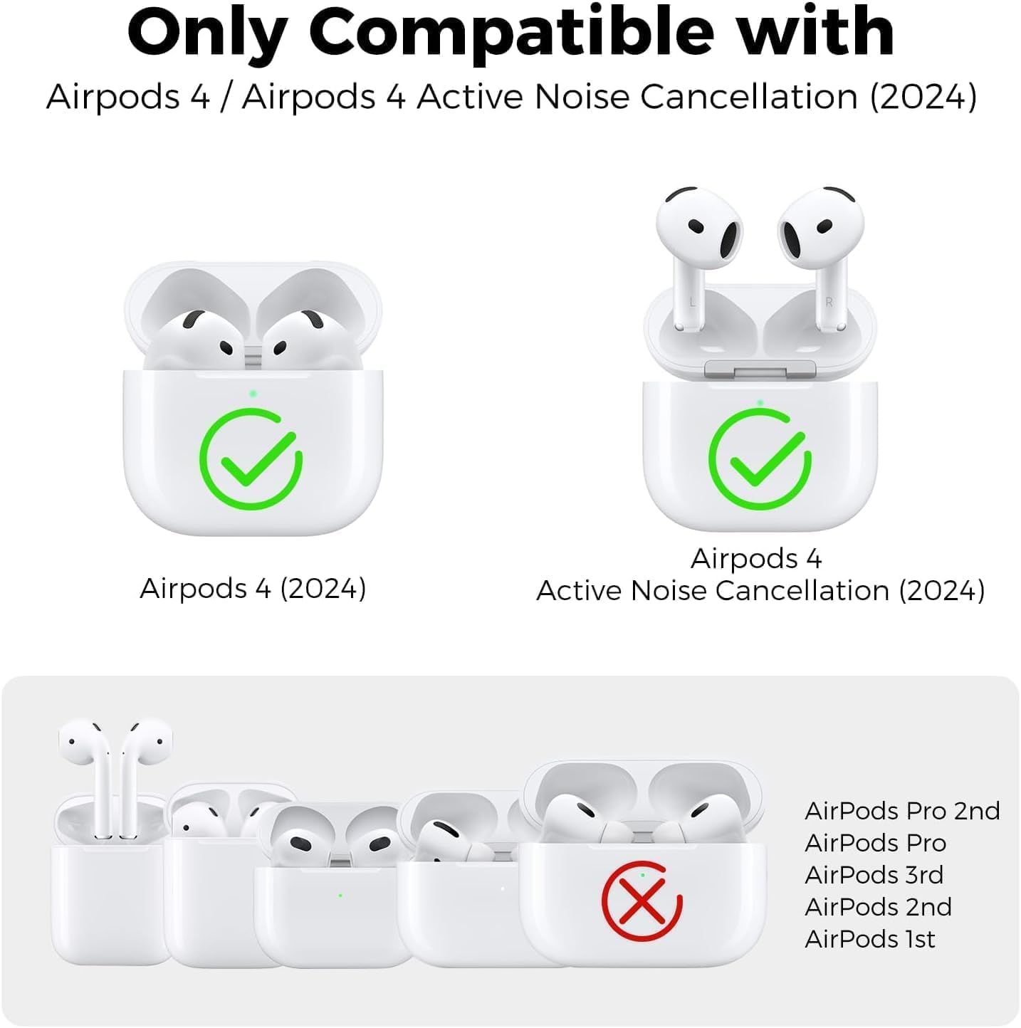 Mizi [Design Patent] Rugged Case for Air Pods 4Th Generation/Air Pods 4 with Active Noise Cancellation (ANC) (2024) with Cleaner Kit, Full Body Shockproof Hard Protection Design - Black image number 2