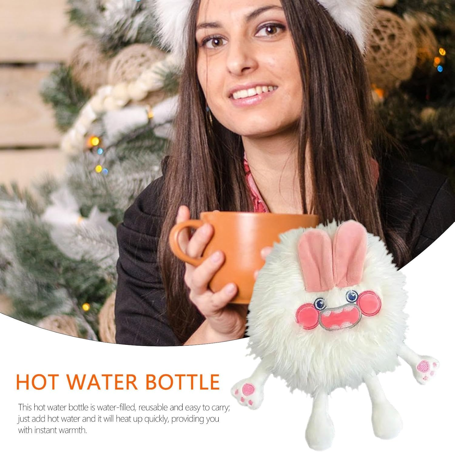 Rubber Hot Water Bottle - Cartoon Creature Design Hot Water Pouch,Leakproof Neck Warmer, Reusable Hand Warmer for Teen, Girls, Neck