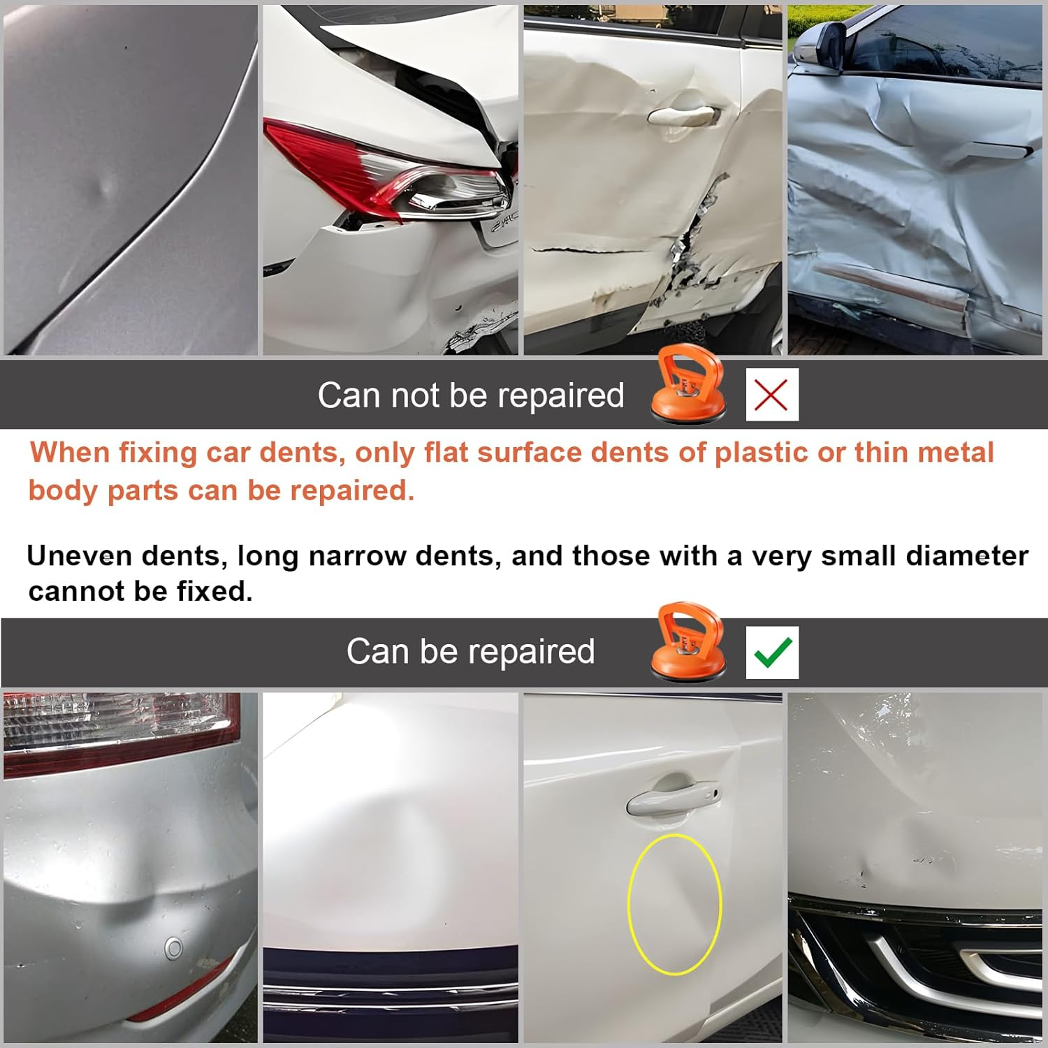 Dent Puller, Suction Cup Car Dent Puller Kit, Car Dent Removal Kit Dent Remover Tool and Dent Repair Kit for Car Body Dent, Glass, Screen, Tiles Lifting and Objects Moving (4) image number 2