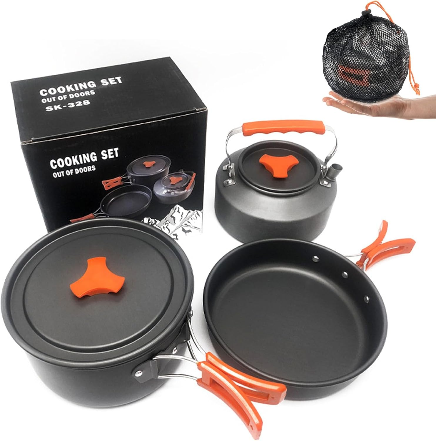 Eqiech Camping Cookware Set,Camping Pots and Pans Set,Lightweight Foldable Pot, Frying Pan, and Kettle,For Backpacking, Outdoor Camping Hiking and Picnic image number 1