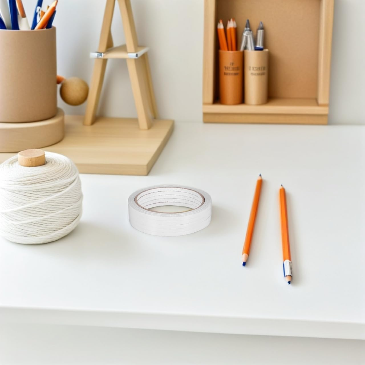 Mobestech 5Pcs 5Mm Wide Double-Sided Adhesive Tape White 12M Length Hot Melt Adhesive for Photography image number 2