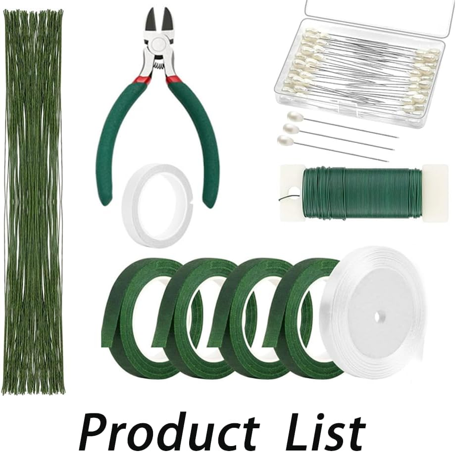 10 Pcs Floral Tool Set, DIY Flower Arrangement Kit for Bouquets, Crafts, Wreath Making, Dried Flower Arrangement, Florist Tape and Flower Wire Arrangement Kit, Wire Cutter Flower Bouquet Accessories image number 1