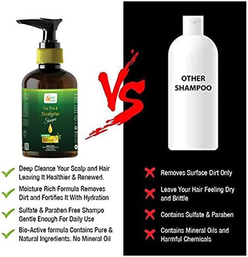 Herbs Botanica Organic Eucalyptus & Tea Tree Oil Hair Repair Shampoo 6.76 Fl Oz | 200 ML No Sls/Sulphate, No Parabeen, No Silicon