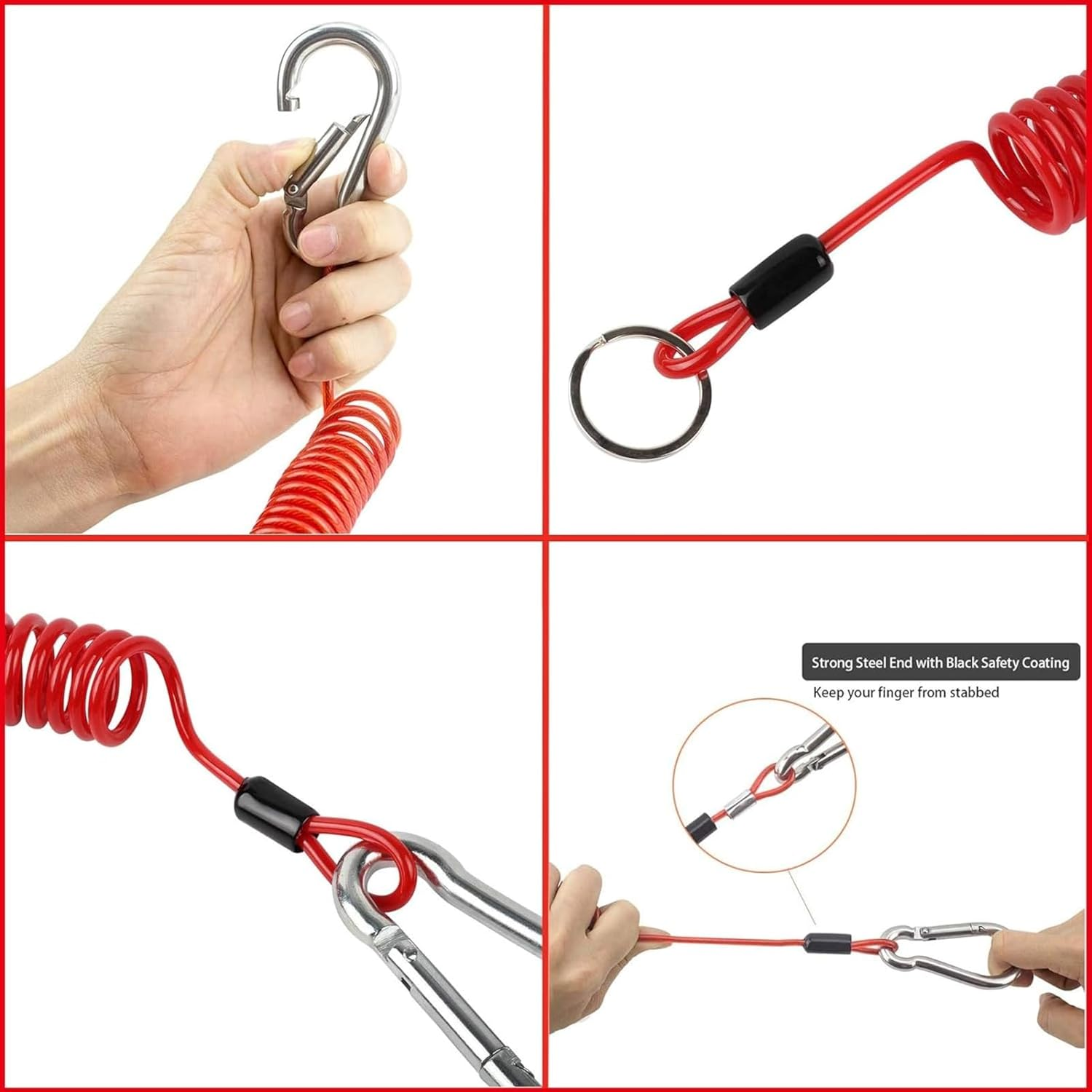 Breakaway Trailer Brake Cable - 6FT Heavy Duty Stainless Steel Coiled Safety Cable with Spring Clip, Uv-Resistant Towing Wire for RV, Camper, Boat & Emergency Brake Replacement image number 6