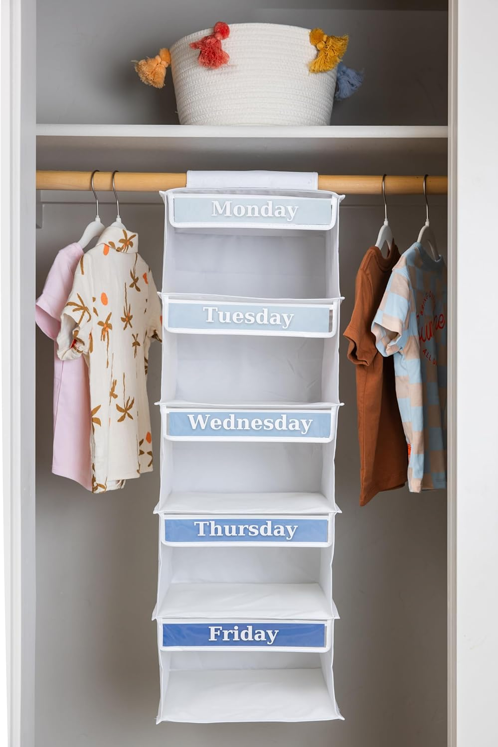 5-Shelf Weekly/Weekday Clothes Organizer for Kids (33&rdquo;) School/Day of the Week, Monday through Friday image number 4