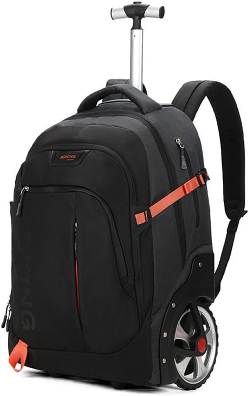 Waterproof Backpack School Bags with Wheels, Travel-Friendly Large Rolling Laptop Backpack for Men Women, Freewheel Carry on Luggage Business Bag, Compact Trolley Suitcase Fit 17 Inch Notebook