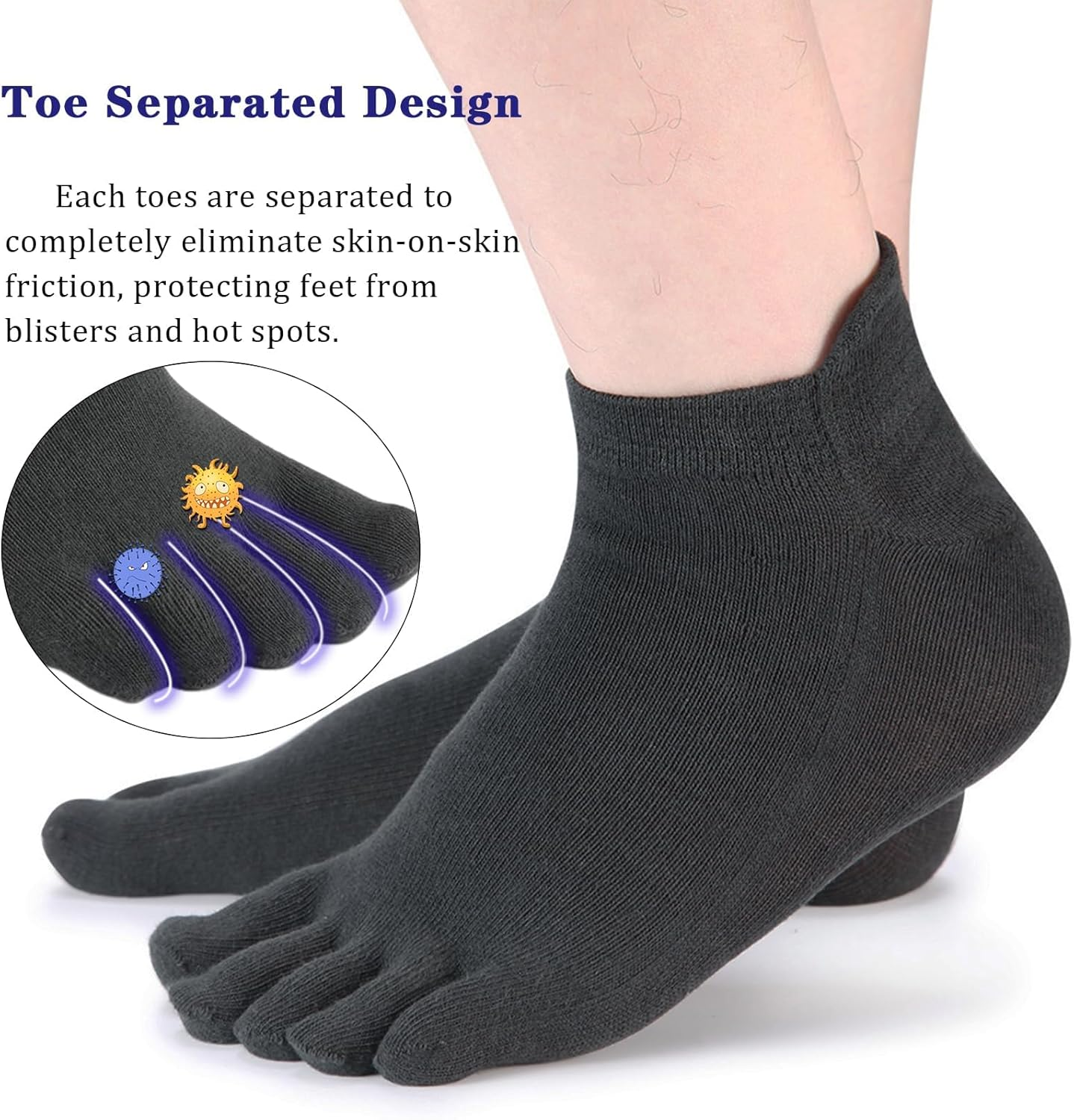 TCOTBE Toe Socks No Show Running Five Finger Crew Socks for Men 4 Pack - Multicoloured image number 1
