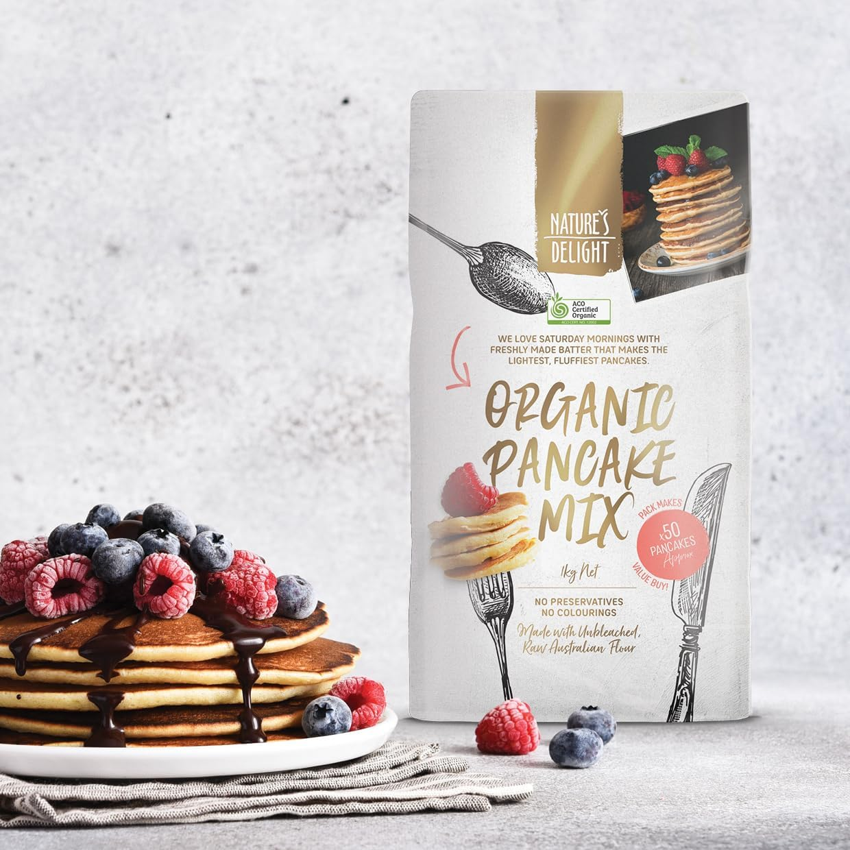 Natures Delight Organic Pancake Mix 1KG image number 2