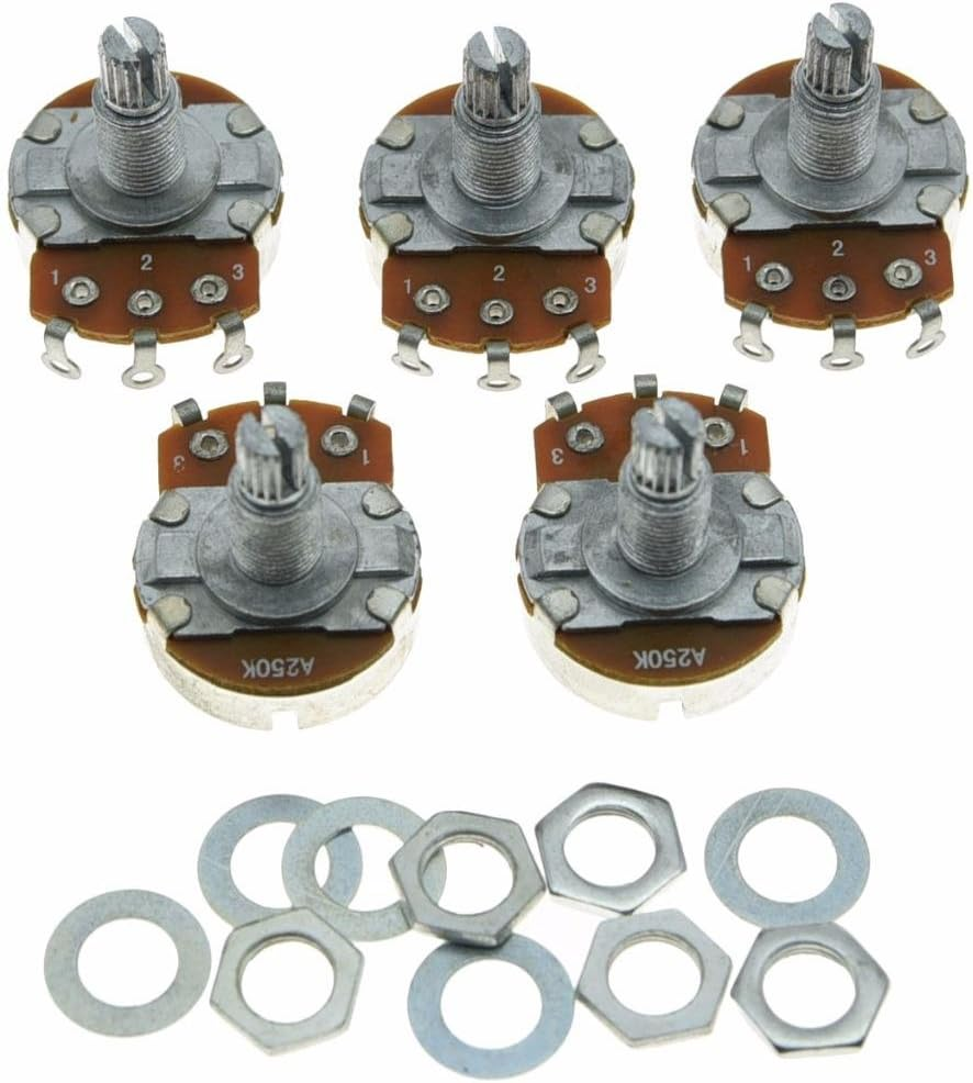 Dopro 5Pcs Linear Guitar Pots Volume 250K Electric Guitar Large Pots 24Mm Base with Short Split Shaft Guitar Potentiometer B250K image number 1