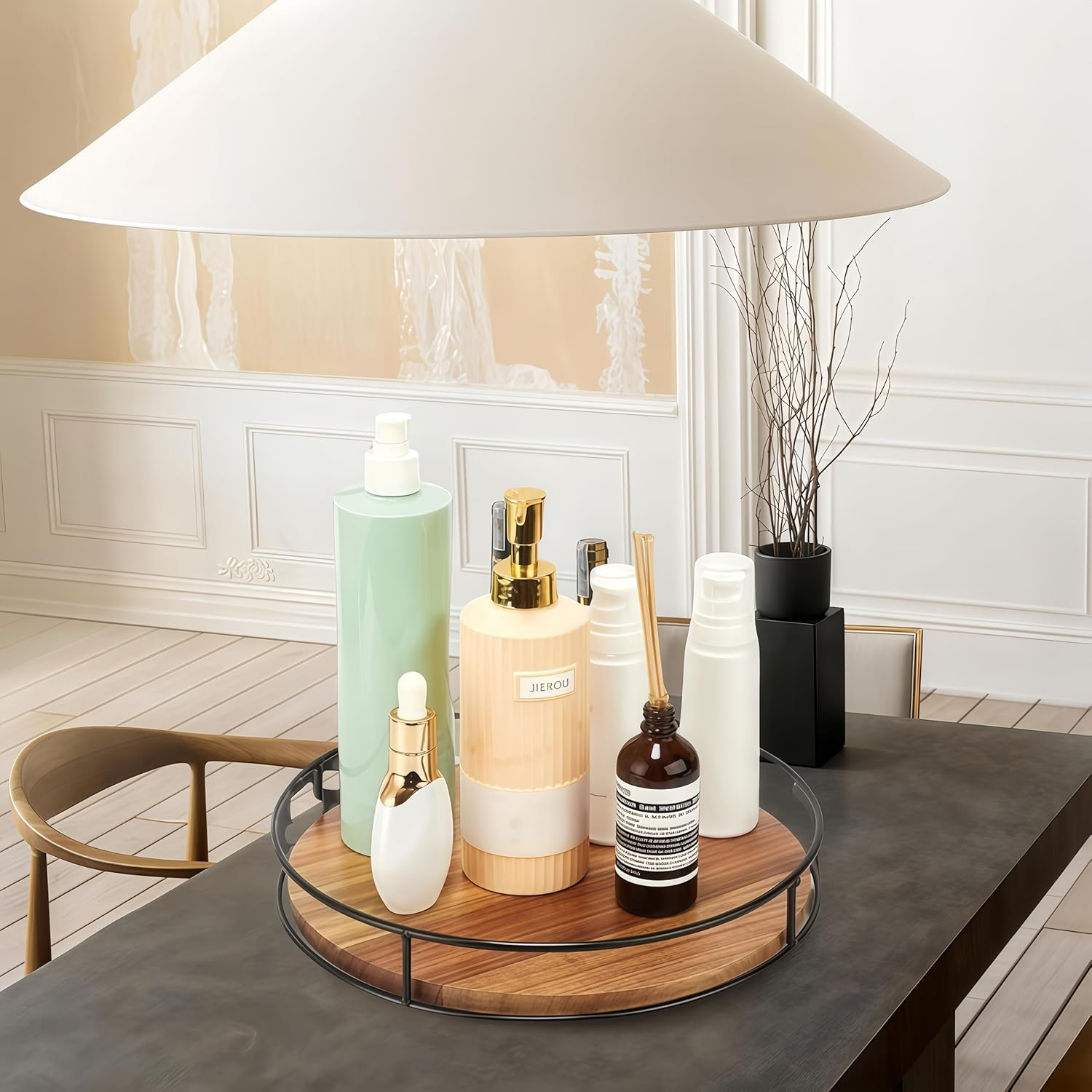 Lazy Susan Turntable for Cabinet,Lazy Susan Organizer,Table Top, Kitchen,Bathroom,Pantry, Spice Organization,Wooden 360&deg;Spinning Tray image number 1