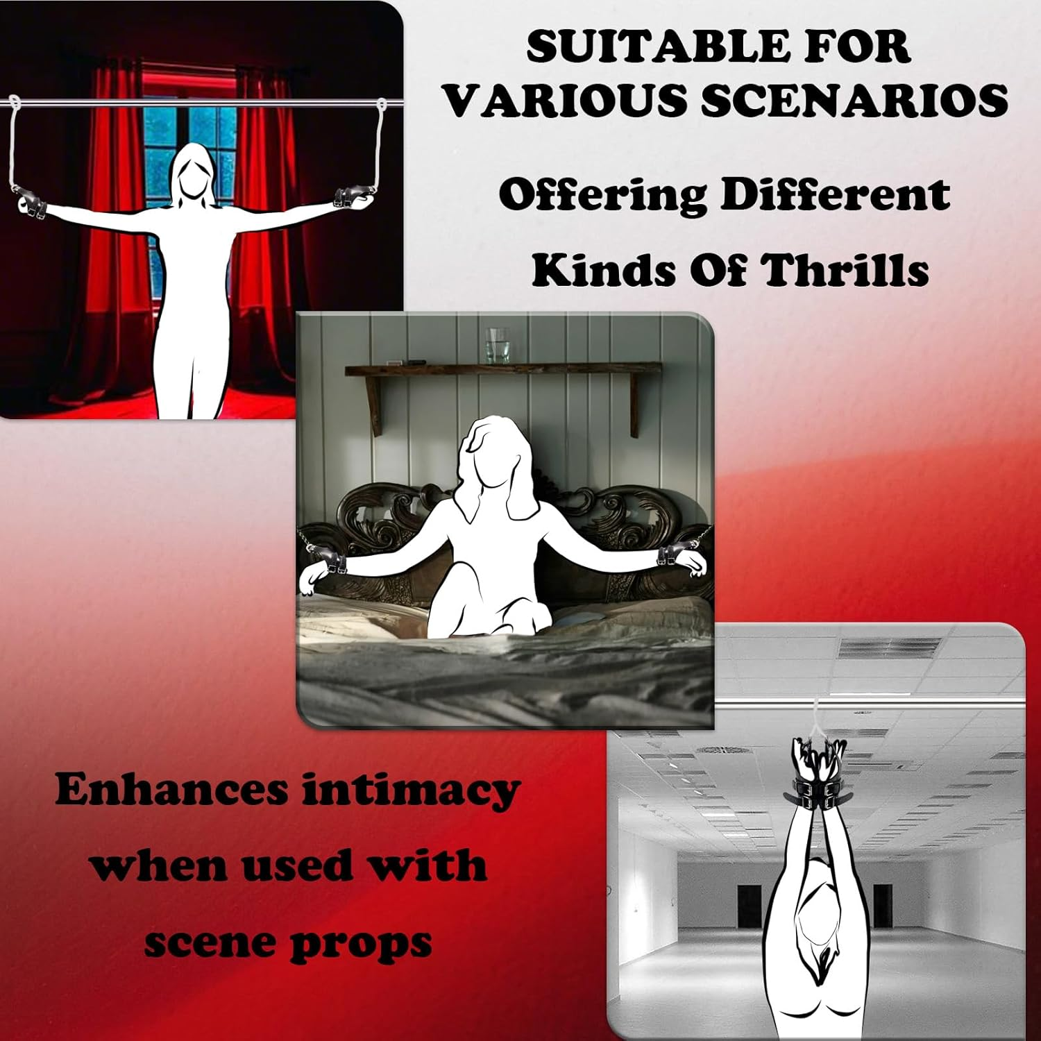 BDSM Bondage Set with SM Handcuffs Leather Standing Suspension Cuffs for Couples Erotic Sex Games Extreme Pleasure image number 3