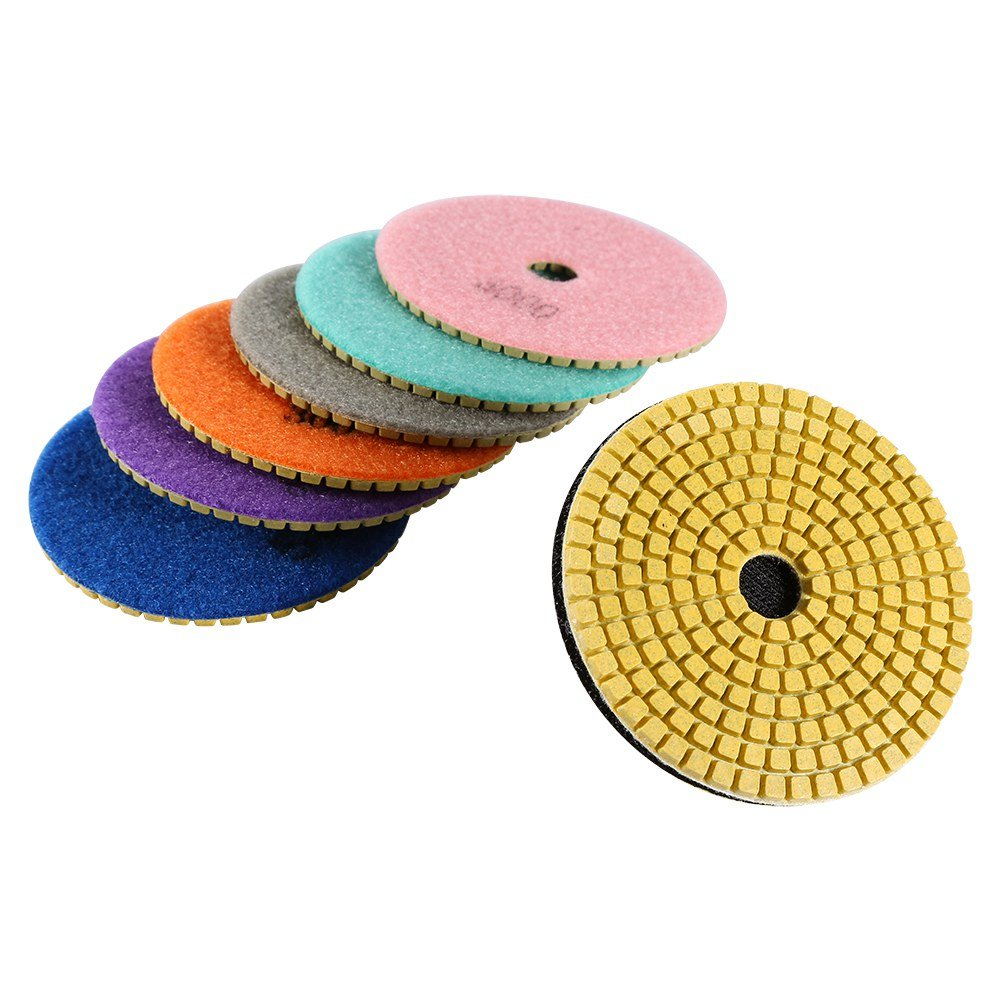 Polishing Pads One Set Diamond Wet Dry Polishing Pads Disc for Granite Marble Concrete Stone 4 Inch image number 4