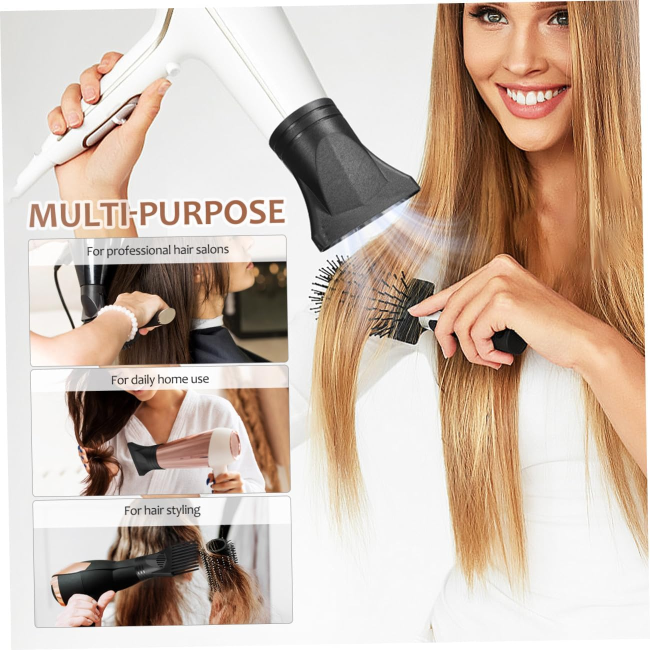 2Pcs Hair Dryer Nozzle Attachments Comb Diffuser for Versatile Styling Plastic Easy Installation for Straight Curly Hair