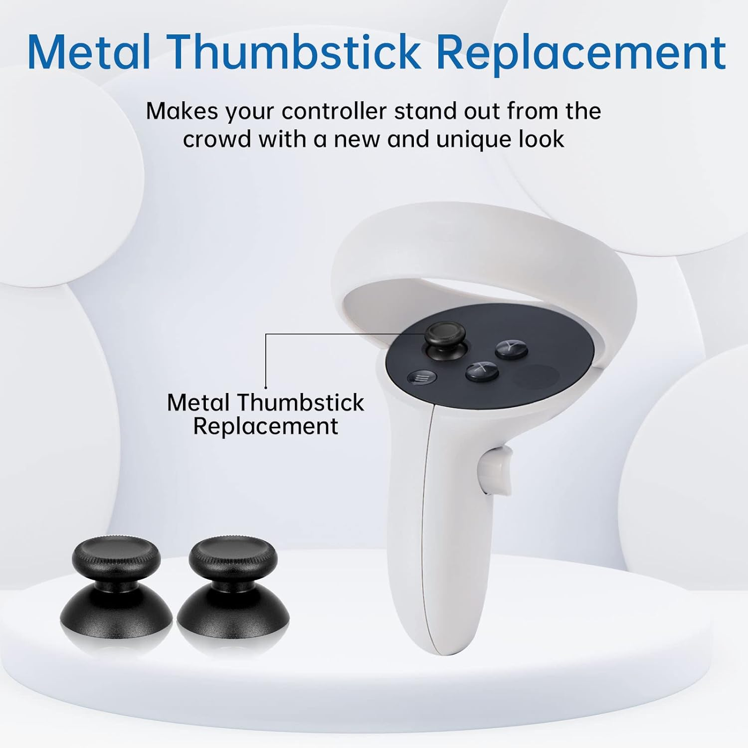 Vrbrother 2Pcs Replacement Rocker Metal Analog Joystick Thumbstick Mushroom Caps Repair for Meta Oculus Quest 2 (Black) - Black,Silver image number 7