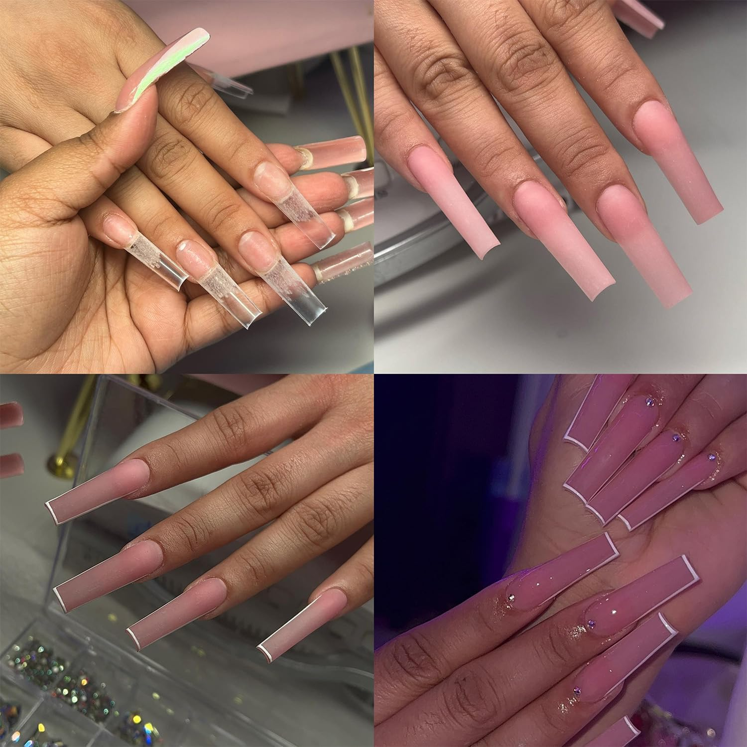 HWHUNO XL Tapered Square Nail Tips No C Curve,500Pcs Clear Medium Half Cover Long Coffin Acrylic Nails Tips Preshaped for Professional Manicure Salon and Home DIY image number 1