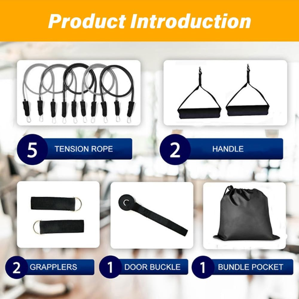 Resistance Band Set, Portable Rubber Pull Rope with Handle, Chest Muscle Training Fitness Exercise Resistance Band, Fitness Equipment Set for Muscle Training, Resistance Training, Physical Therapy. image number 5