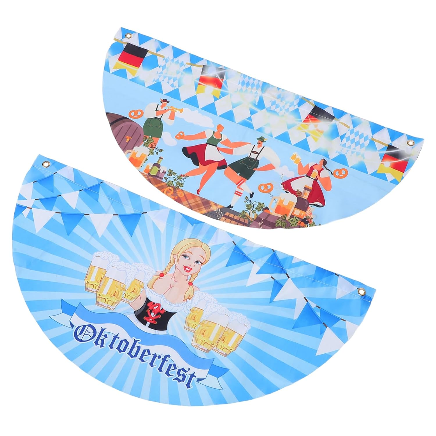 RORPOIR 2Pcs Oktoberfest Bunting Flag Bavarian Blue White Checkered Banner Effortless Decoration for Beer Festival Parties Authentic German Style Party Supplies image number 4