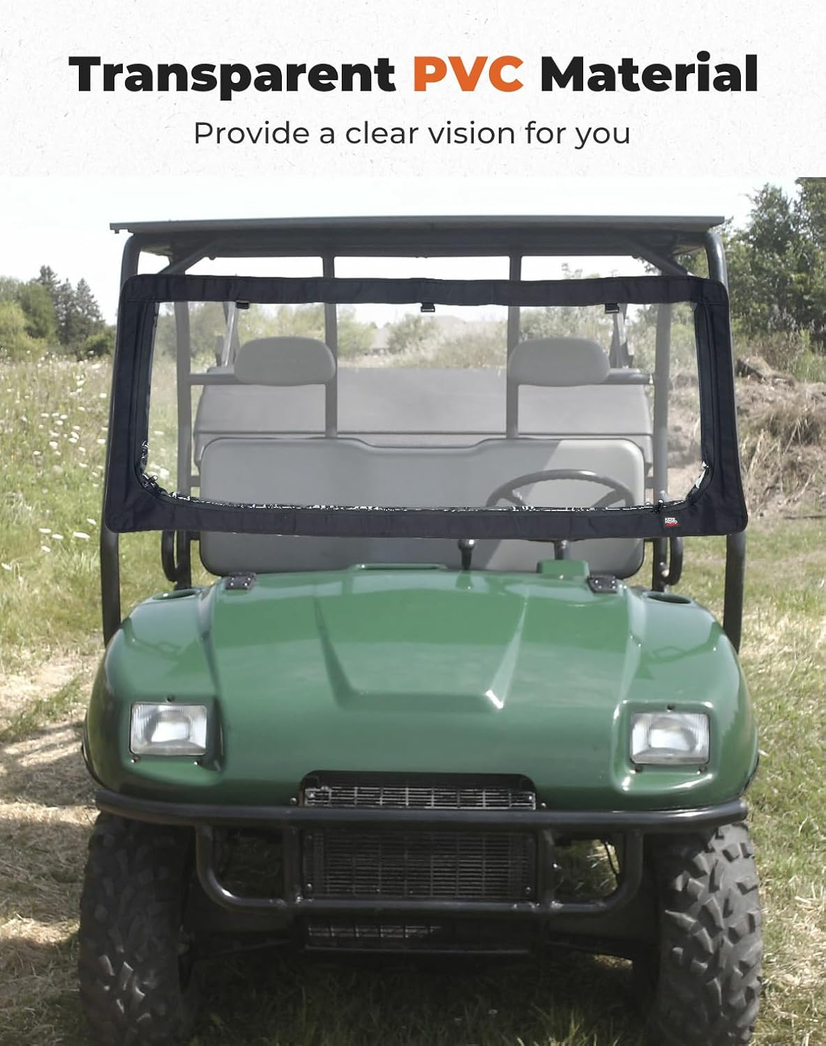 Kemimoto UTV Front Windshield Compatible with Kawasaki Mule 3000 2001-2008 Mule 2500 1994-2005 Compatible with Polaris Ranger 2002-2008 Waterproof Soft Front Window image number 4