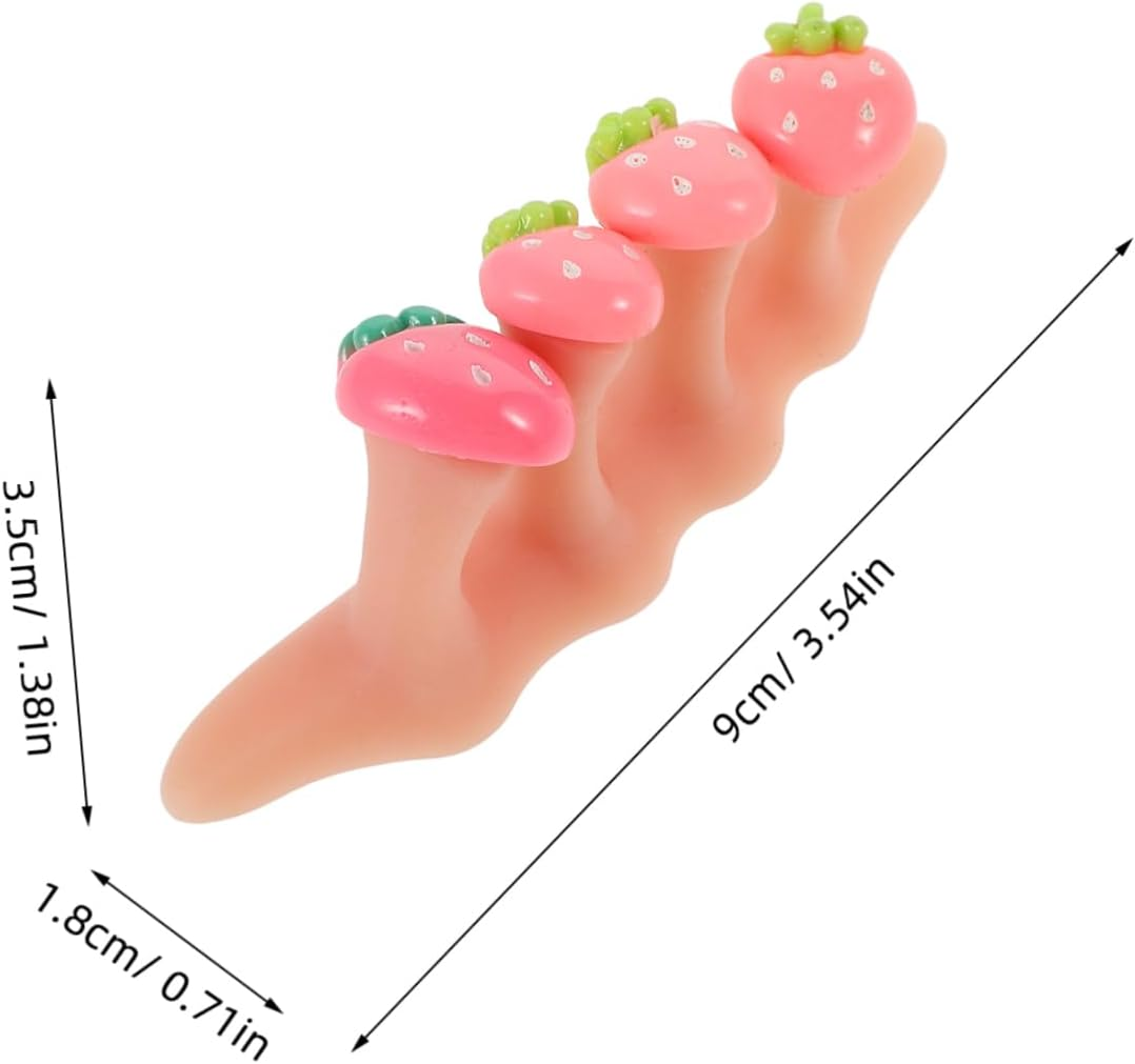 2Sets Toe Separators Silicone Spreaders for Pedicure Nail Tools Strawberry Beads Decor for Salon Home Use image number 3