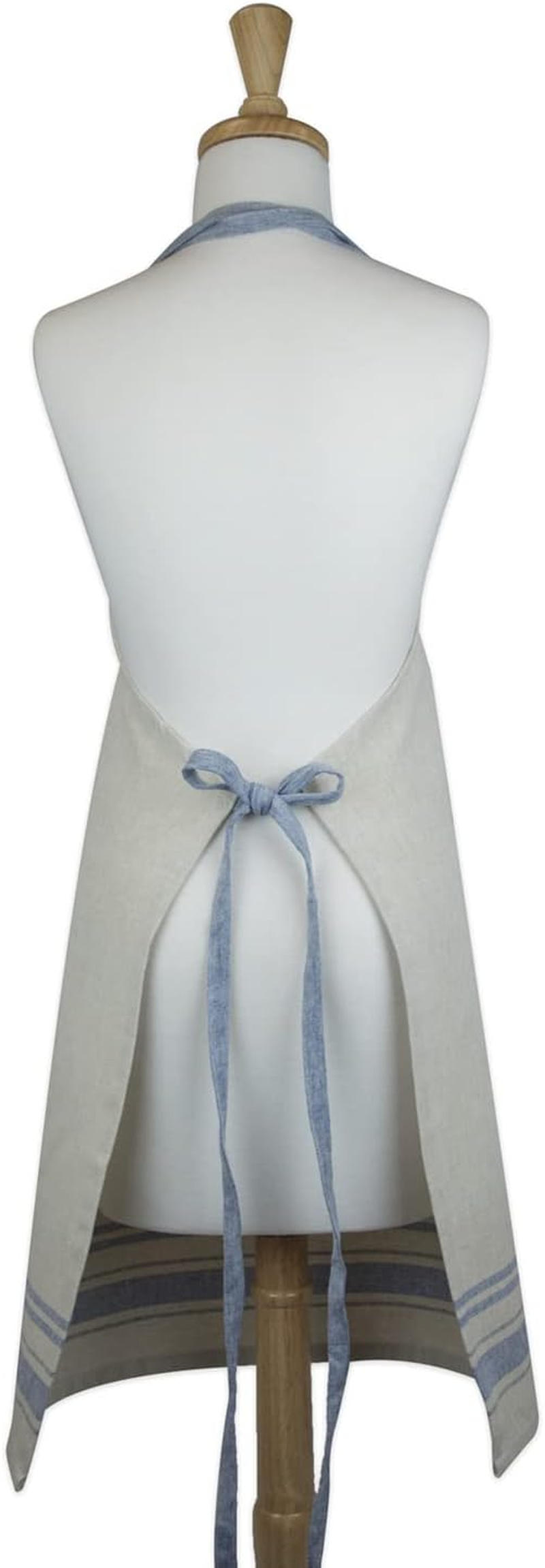 DII Cotton French Stripe Kitchen Chef Apron with Pocket and Extra-Long Ties, 33 X 28 French Country Farmhouse Men & Women Apron for Cooking, Baking, Bbq-Nautical Blue - Nautical Blue image number 5