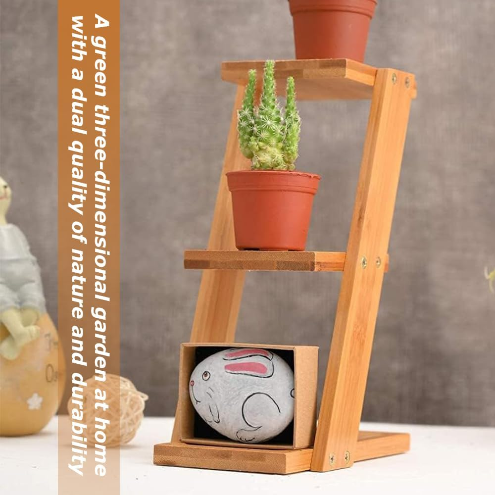 3 Tier Flower Ladder,Home Plants Plants Display Shelf ,Wooden Flowers Stand,Blossom Pot Rack, Living Decor Wooden Support,For Window Garden Balcony Living Room Bedroom