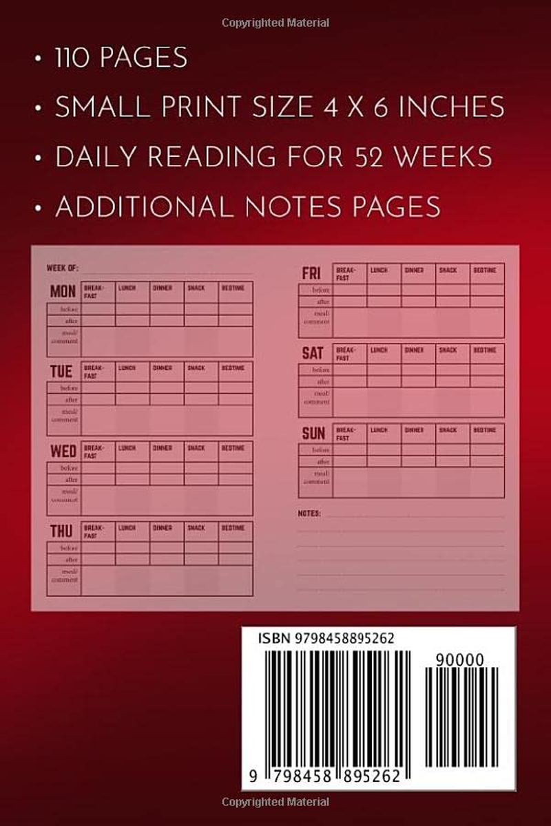 Pocket Size Blood Sugar Log Book: Small 4 X 6 Inch Diabetic Logbook, 1 Year Diabetes Diary, Weekly Blood Sugar Level Monitoring, 52 Weeks Compact Glucose Recording Notebook image number 1