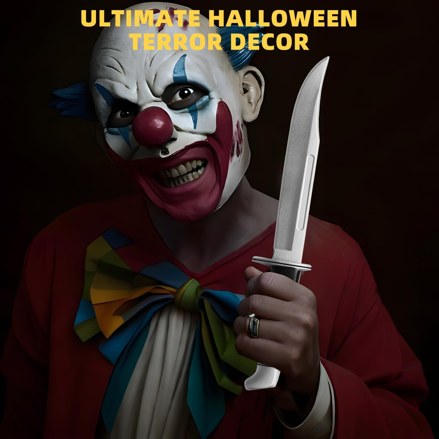 Inin 13.5" Halloween Fake Rubber Knife,Safe Cosplay & Martial Arts Practice Prop,Ideal Halloween Costume Knife Decor. Black