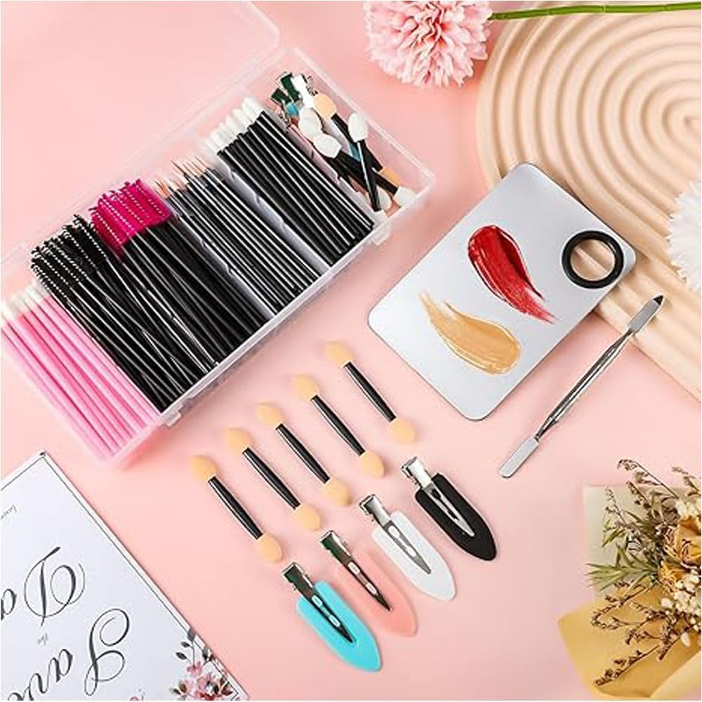 Disposable Makeup Applicators Kit - 250 Pcs Professional Makeup Tools Set (Eyeliner Brushes, Mascara Wands, Lipstick Applicators) (Portable, Count, 250)
