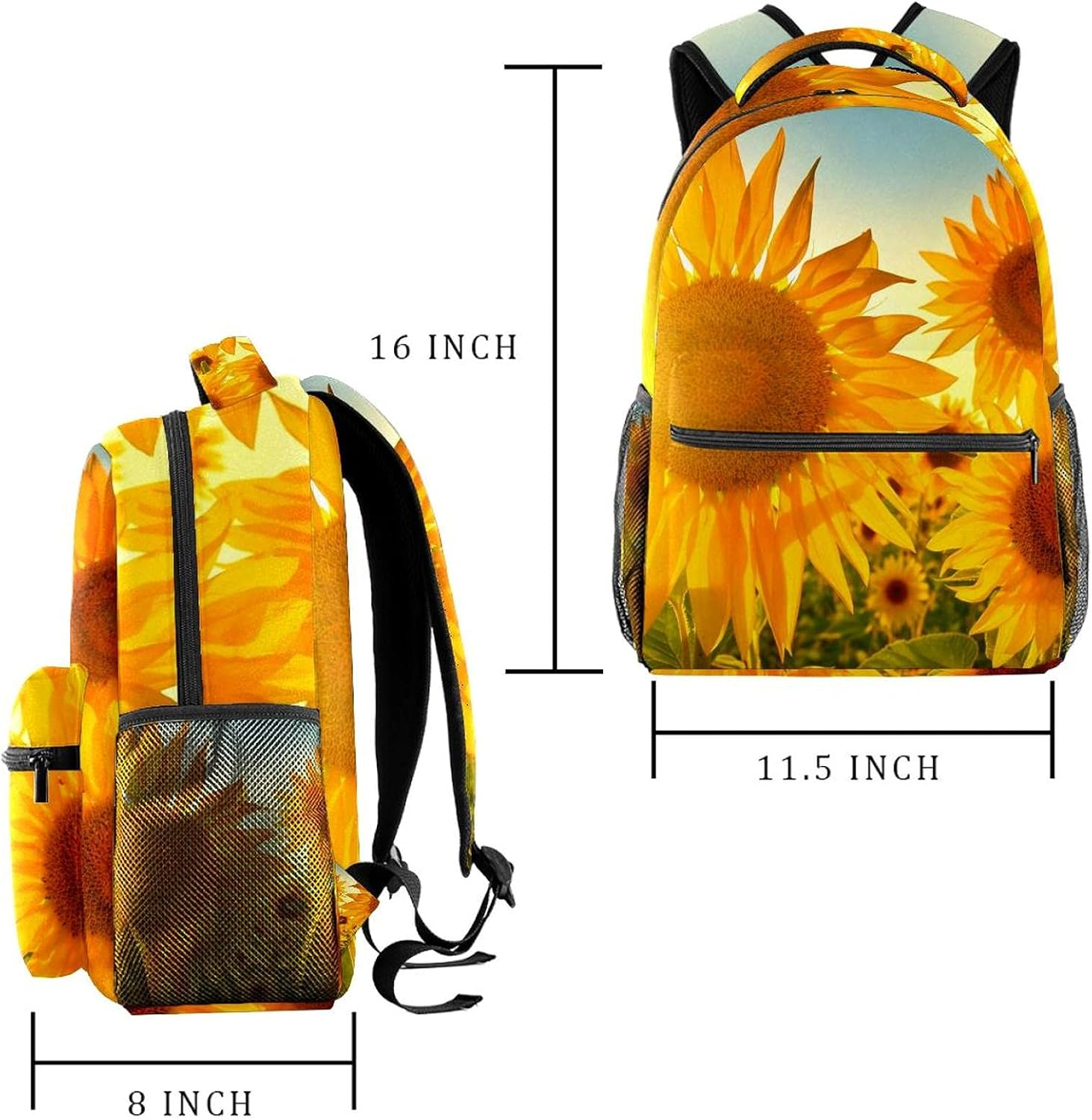 Sunflower Spring Summer Flower Blossom Nature Backpack Students Shoulder Bags Travel Bag College School Tote Backpacks image number 2