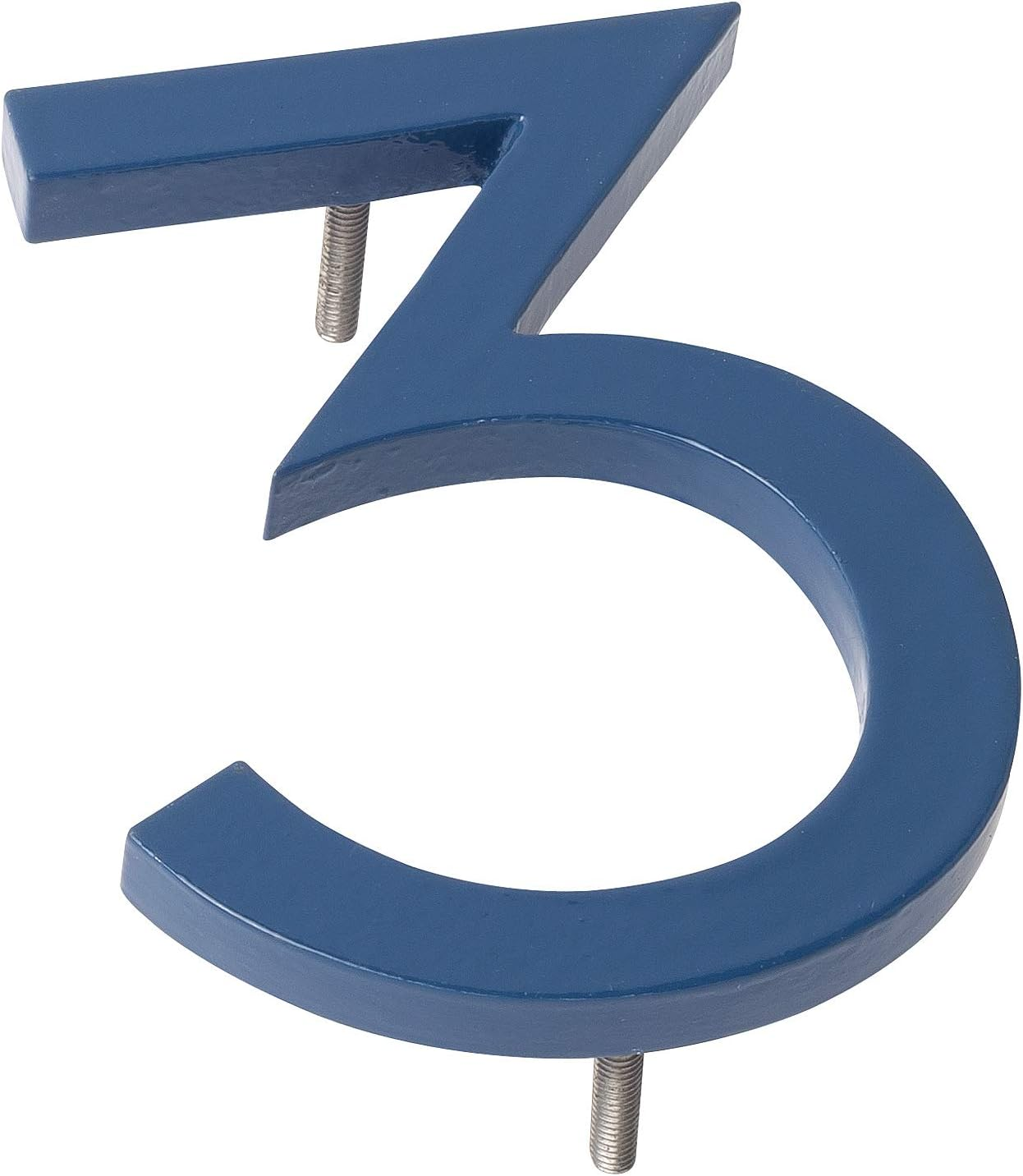 Montague Metal Products MHN-10-F-SB1-3 Solid Brushed Aluminum Modern Floating Address House Numbers, 10", Powder Coated Sea Blue image number 2