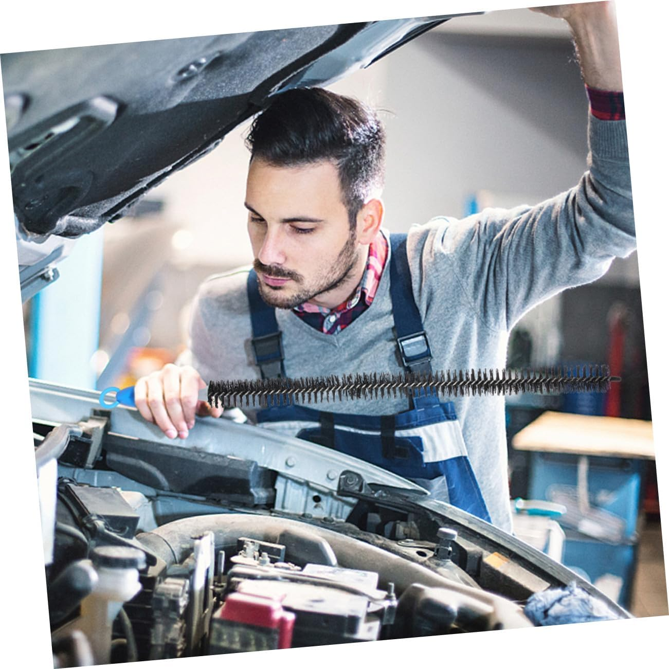 VINTORKY 3Pcs Automotive Engine Cleaning Brush Long Handle Carbon Deposition Removal Tool for Radiator Coil and Engine Oil Grime Cleaner Professional Auto System Maintenance image number 4